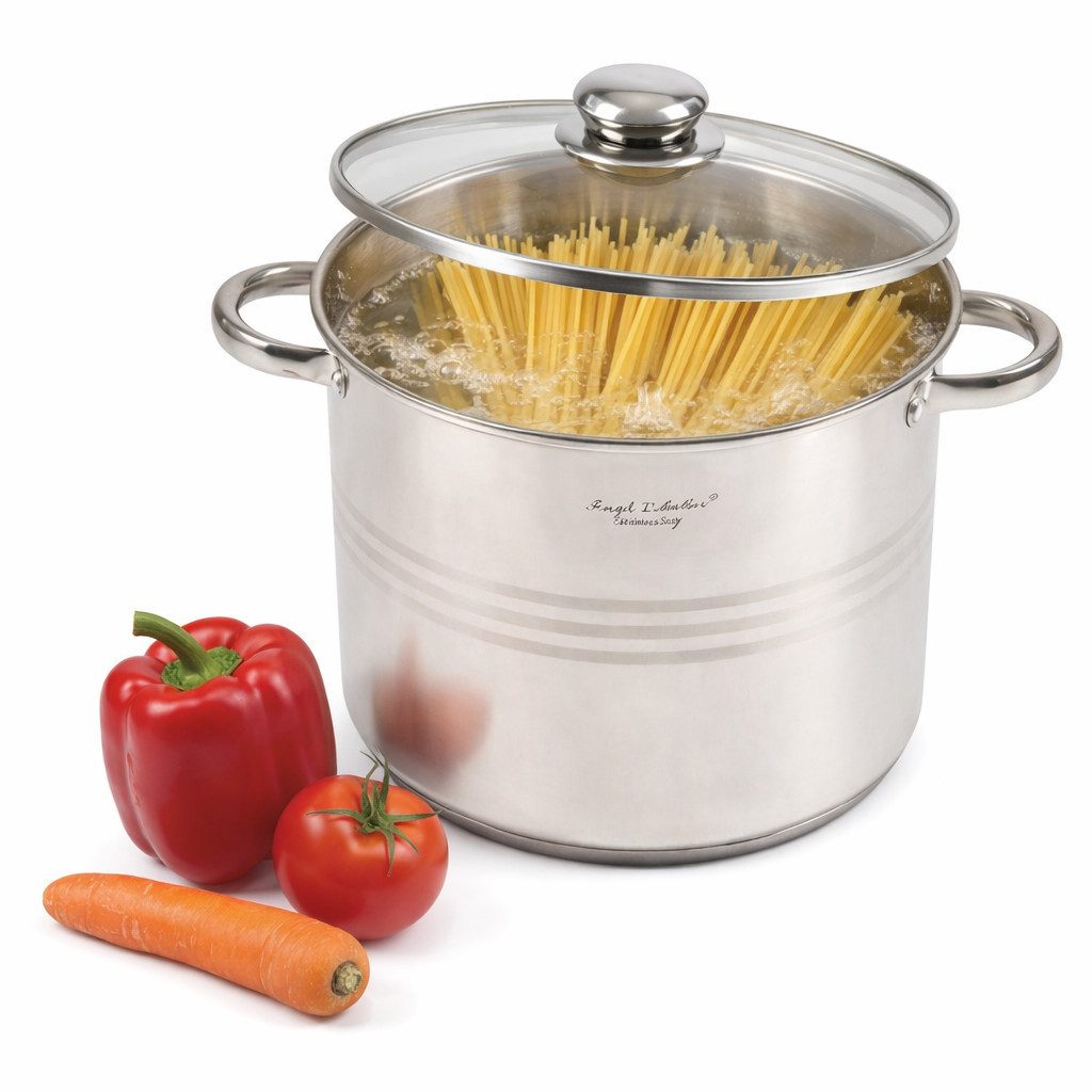 HOOZ Kochtopf Universalkochtopf Einkochtopf Ø 22 cm großer Topf für alle Herdarten, Edelstahl (Einzelkochtopf, 2-tlg., 7,2 L – inkl. Glasdeckel, induktionsgeeignet), Großvolumiger Topf – ideal für Familie, Vorrat & Feiern & große Mengen