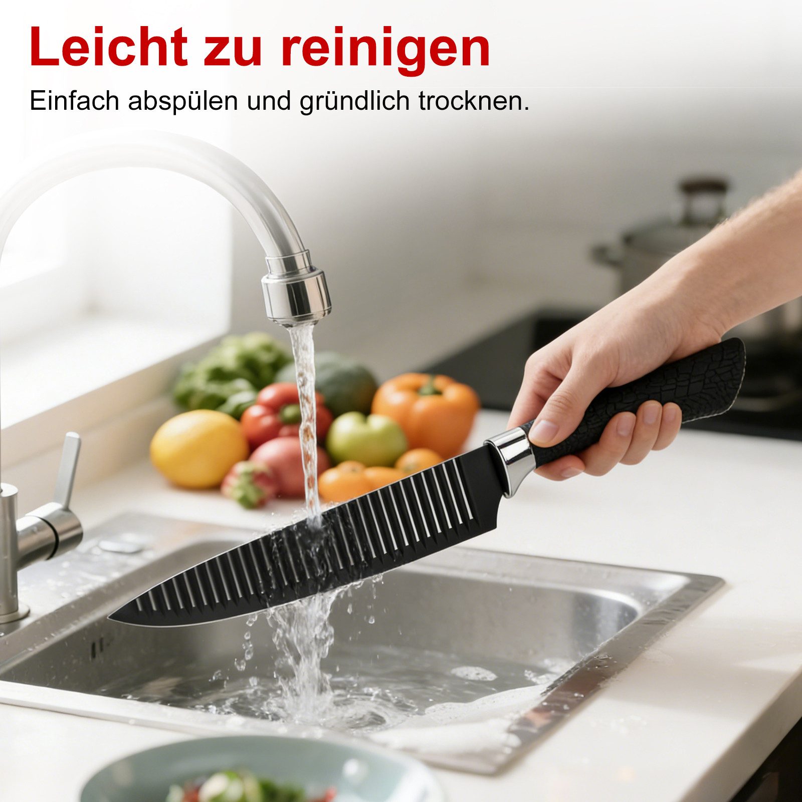 RHEINSTAHL Messer-Set 6 teilig Messerset Küchenmesser Set Profi Kochmesser (Set, 6-tlg., Ausbeinmesser, Brotmesser, Schälmesser, Kochmesser, Universalmesser), E – Bild 5 von 5