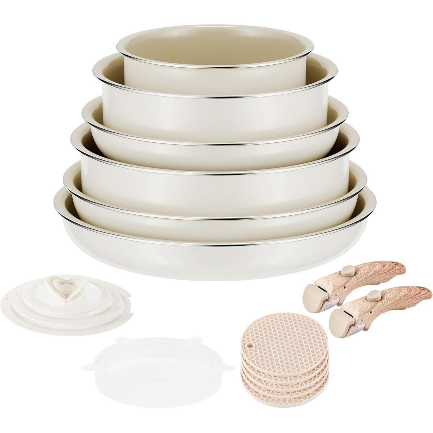 LuxusKollektion Pfannen-Set Töpfe Pfannen Induktion Keramik Antihaft Abnehmbar 6-Ceramic