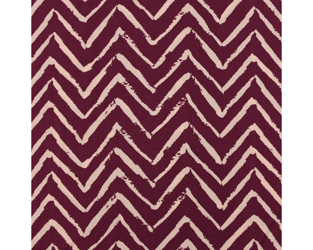 Thumbnail - SCHÖNER LEBEN. Stoff Viskosestoff Bekleidungsstoff Radiance Chevronmuster aubergine beige 1, allergikergeeignet