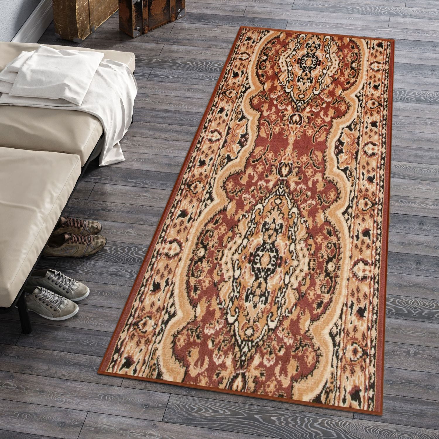 Mazovia Läufer Klassisch Orientalisch Braun Flur, Schlafzimmer, Diele, Fußbodenheizung – Bild 2 von 5