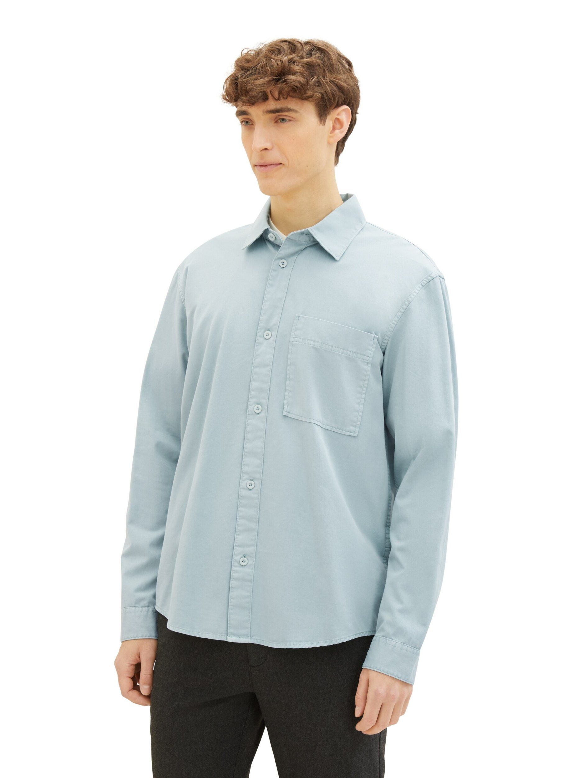 TOM TAILOR relaxed Denim garment-dye Langarmhemd shirt