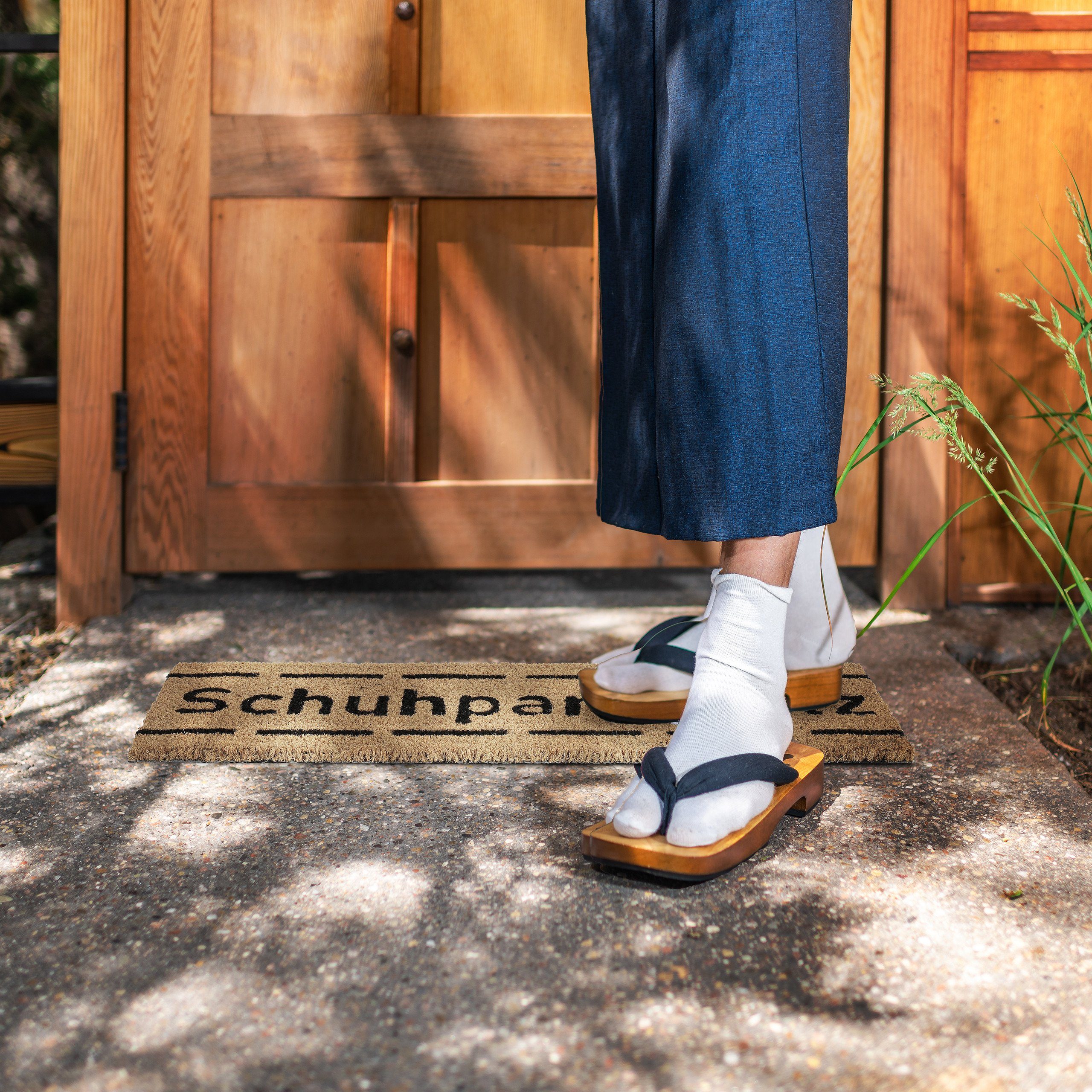 relaxdays Fußmatte Kokos Fußmatte Schuhparkplatz schmal, Rechteckig, Höhe: 15 mm