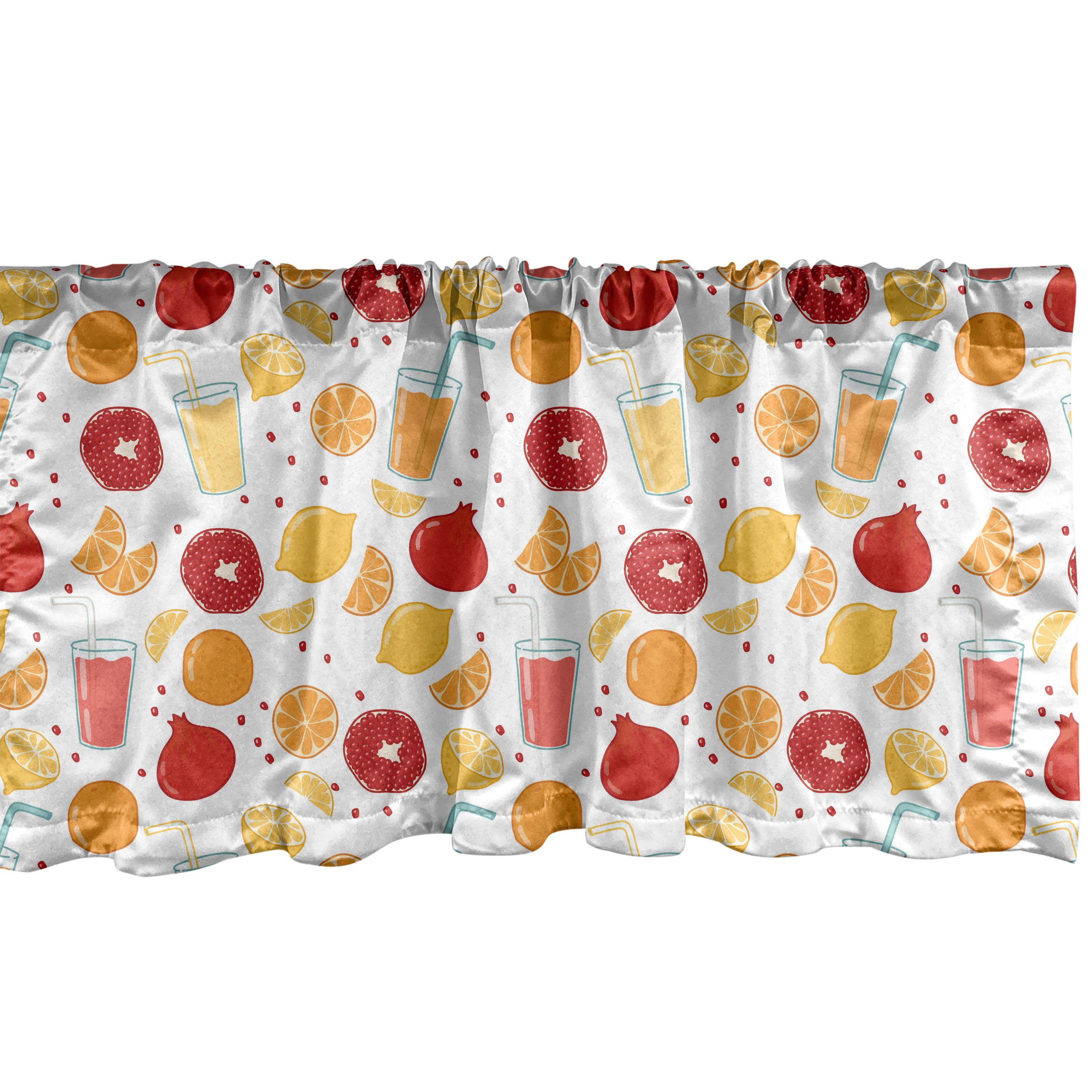 Scheibengardine Vorhang Volant für Küche Schlafzimmer Dekor mit Stangentasche, Abakuhaus, Microfaser, Orange Obst Saft Zitrone