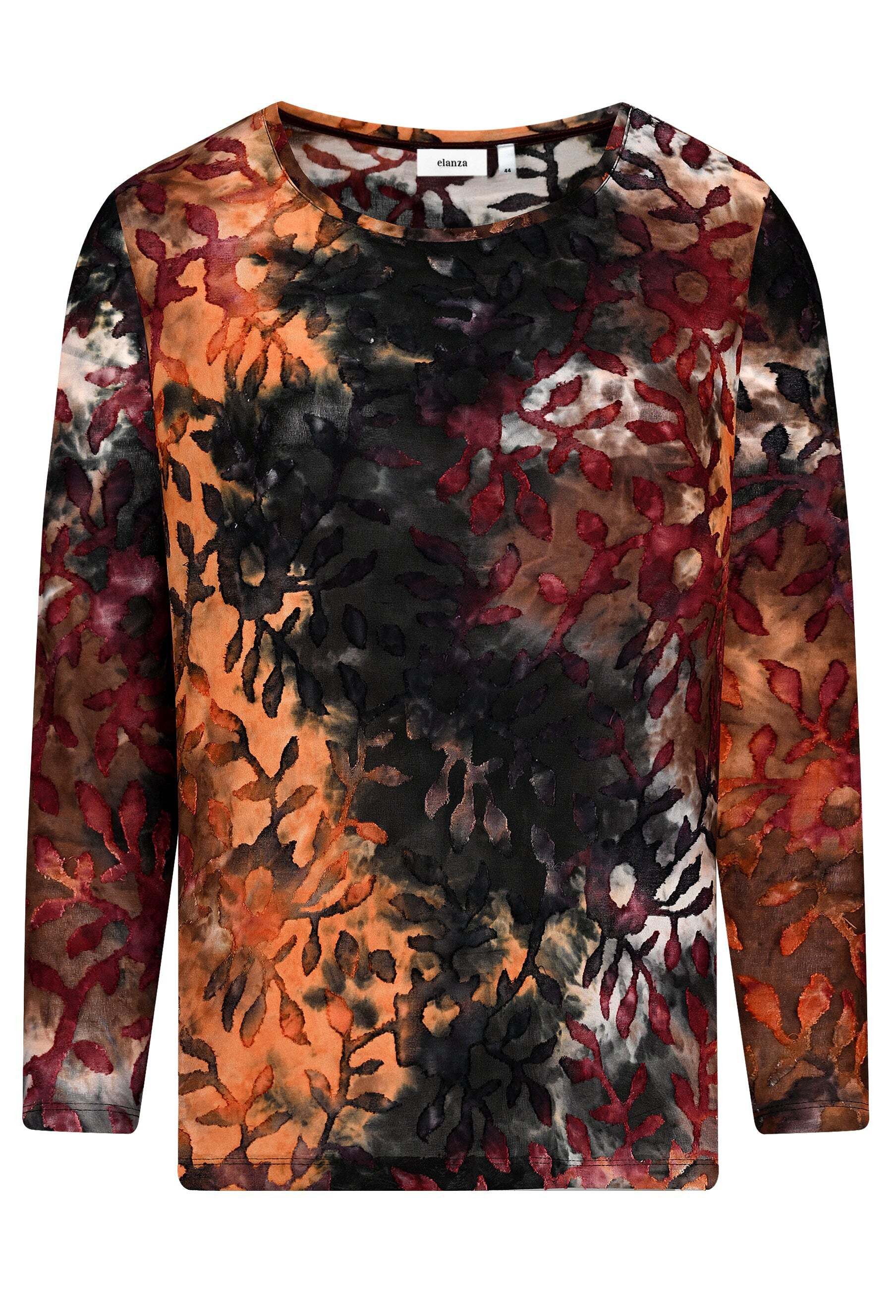 elanza T-Shirt Shirt mit floralem Muster in Rot/Orange (1-tlg)