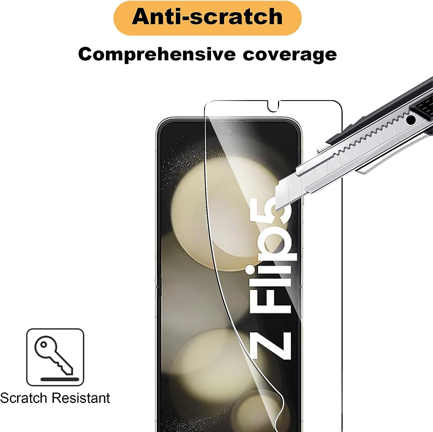 MSM Displayschutzglas 6in1 Schutzglas (Display + Kamera) für Samsung Galaxy Z Flip 5 5G – Bild 5 von 5