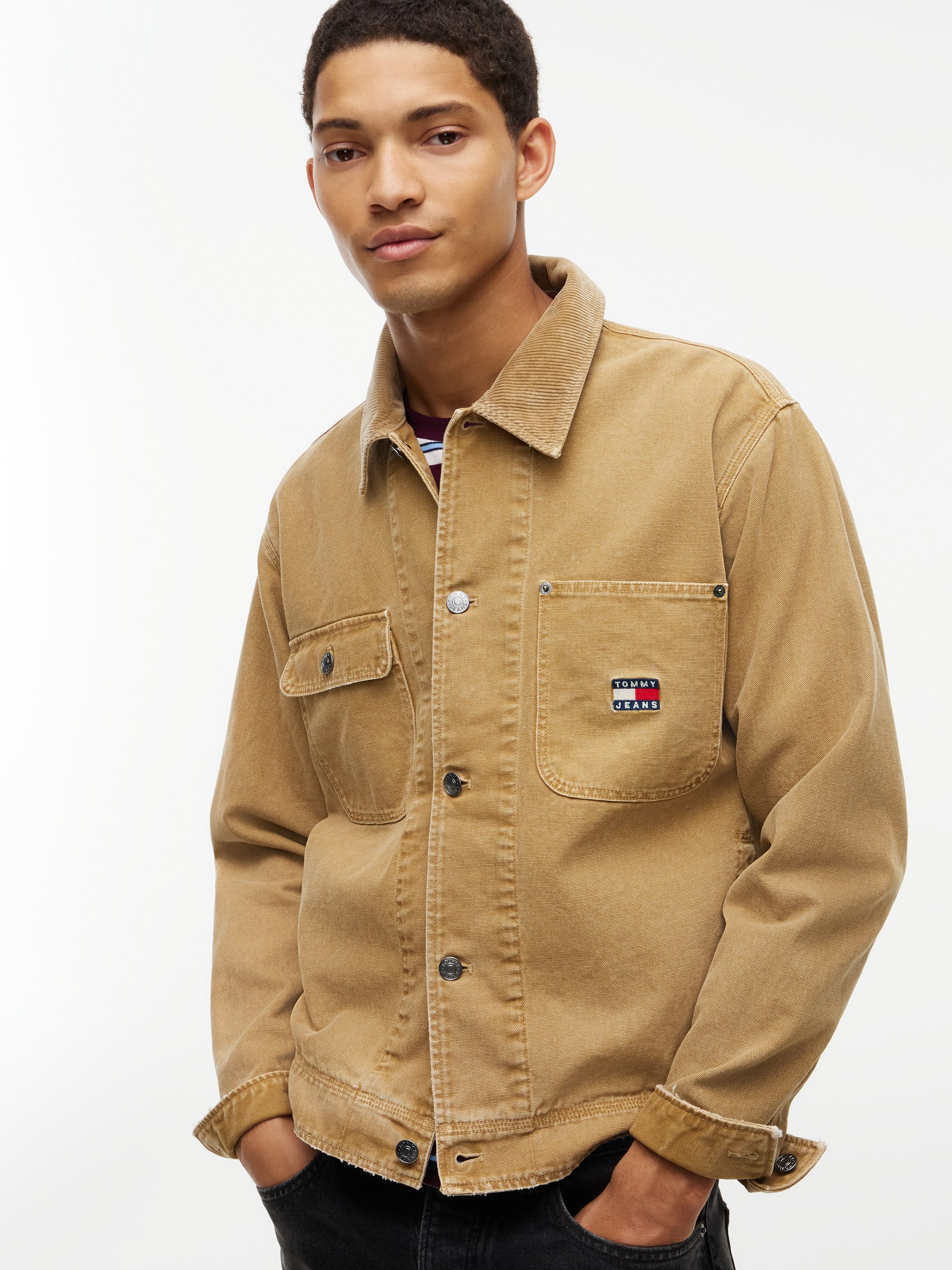 Tommy Jeans Cordjacke CORD COLLAR CANVAS Regular fit mit Eingrifftaschen