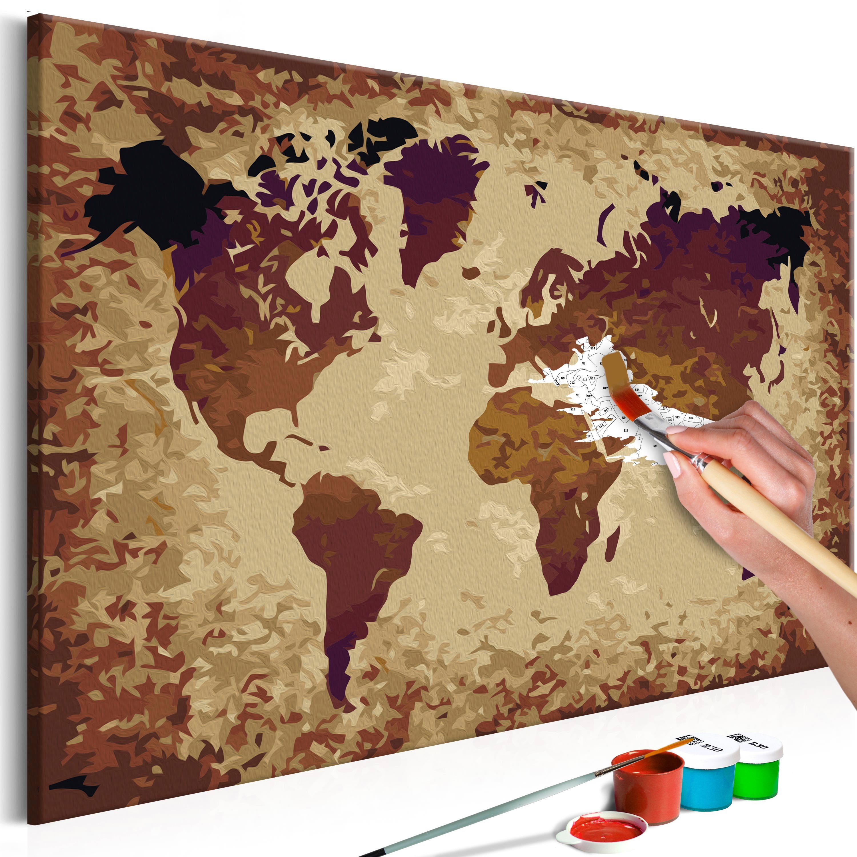 Artgeist Malen nach Zahlen Weltkarte (Brauntöne)
