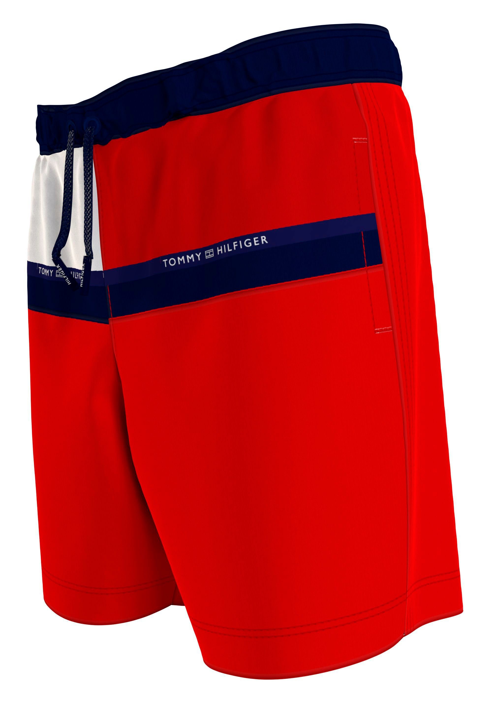 Tommy Hilfiger Swimwear Badeshorts Markenlabel Hilfiger mit DRAWSTRING Primary-Red Tommy MEDIUM