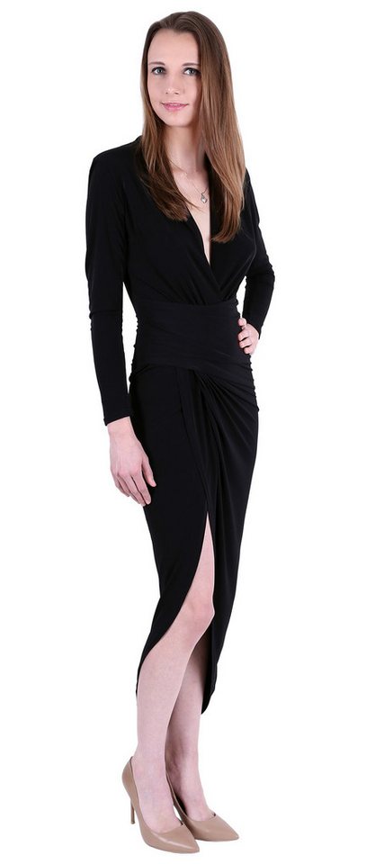 Sarcia.eu Maxikleid John Zack Schwarzes, drapiertes Maxikleid XXL