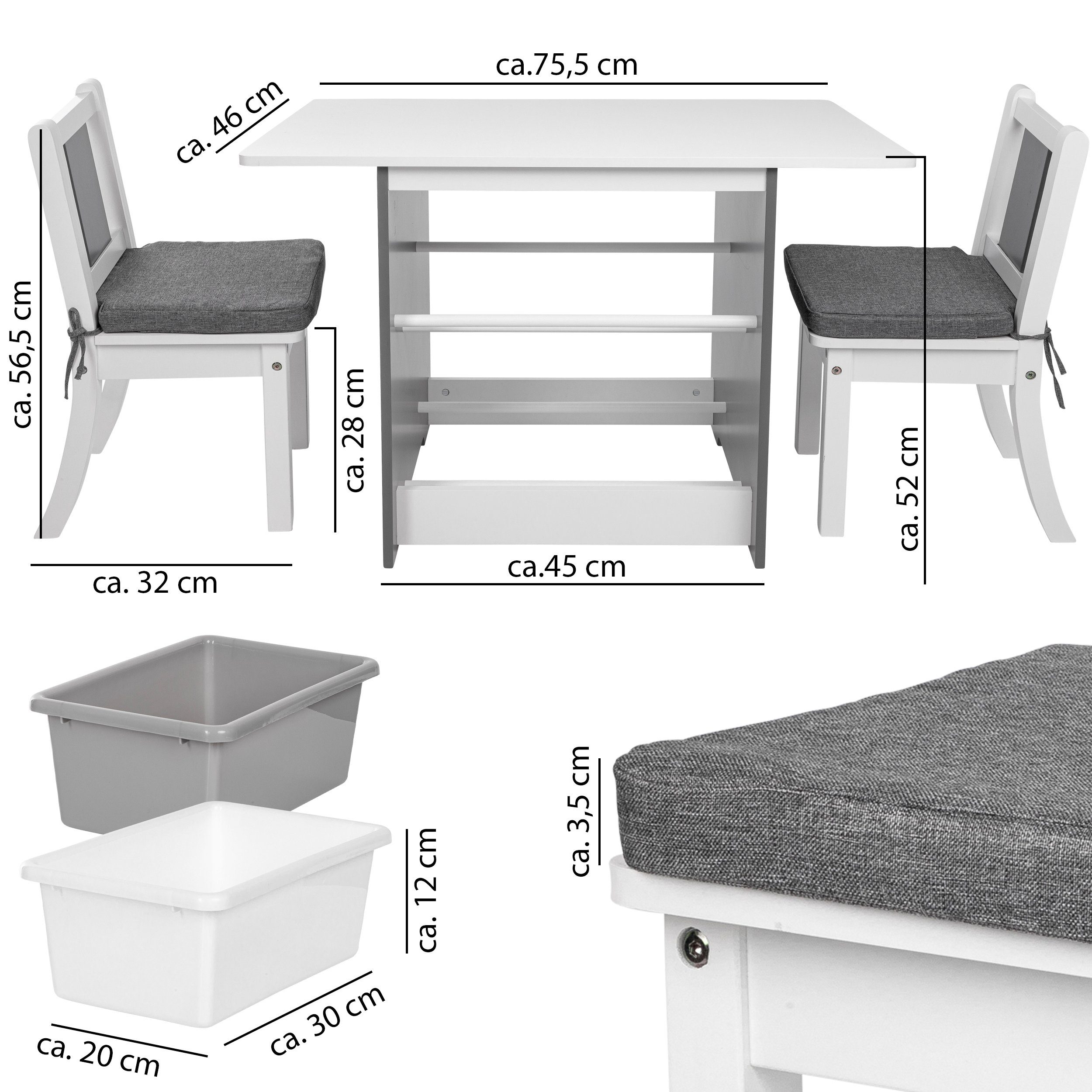 ONVAYA Kindertisch Kindertisch-Set mit Stühlen, Kindersitzgruppe mit Staura günstig online kaufen