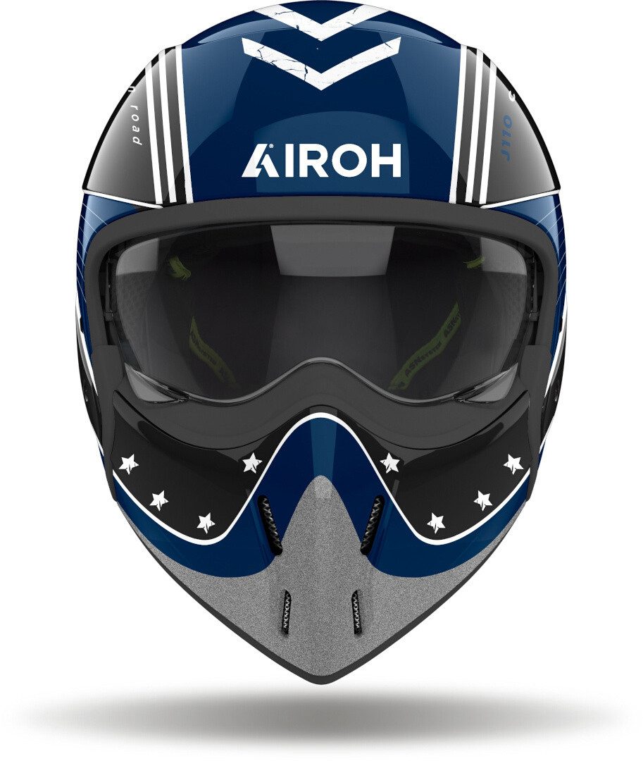 Airoh Motorradhelm J110 Command Jethelm, vorbereitet für Kommunikationssystem,integriertes Sonnenvisier