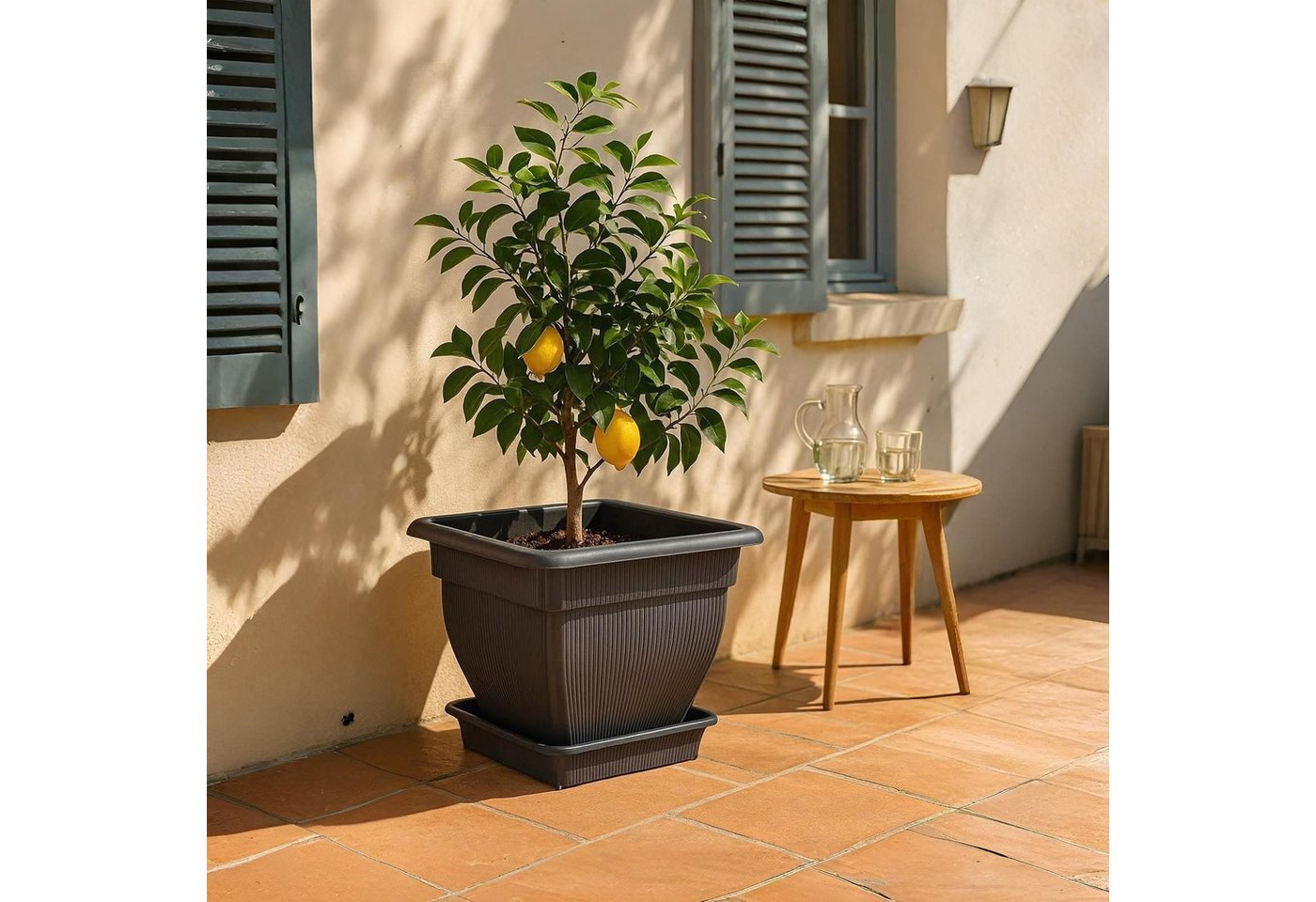 Thumbnail - BURI Pflanzkübel XXL Pflanzkübel 60x60 Blumentopf Wasserspeicher Blumenkübel grau 70 L