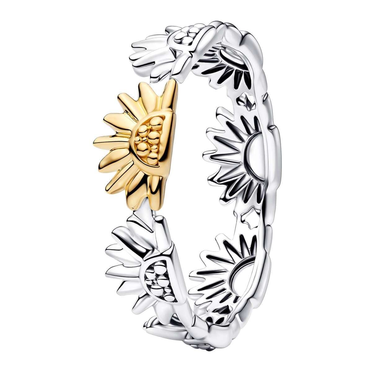 Pandora Silberring 164702C00, Damenring Zweifarbig Sonnenblume