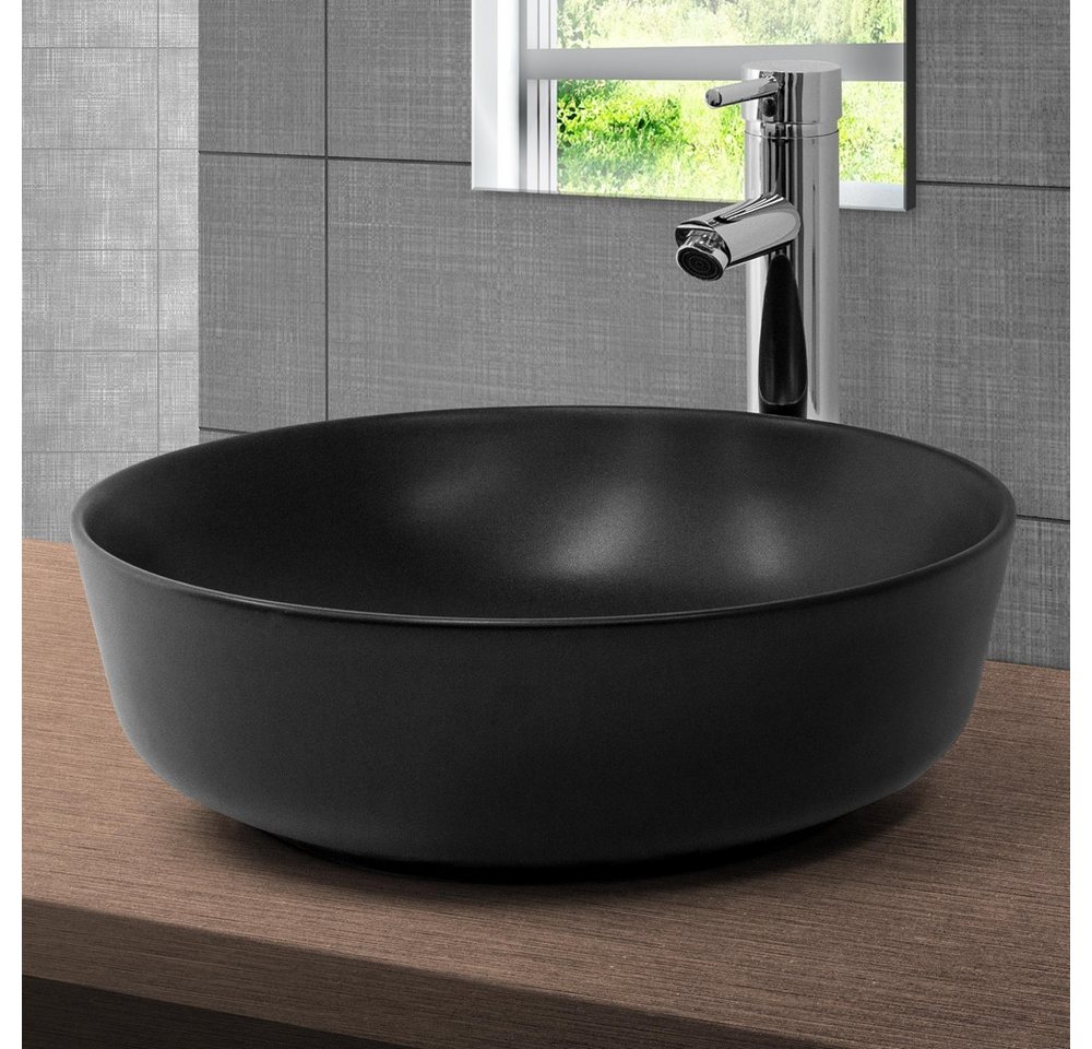 Thumbnail - LuxeBath Waschbecken Aufsatzwaschbecken aus Keramik Waschtisch für Badezimmer, Handwaschbecken inkl. Ablaufgarnitur ohne...