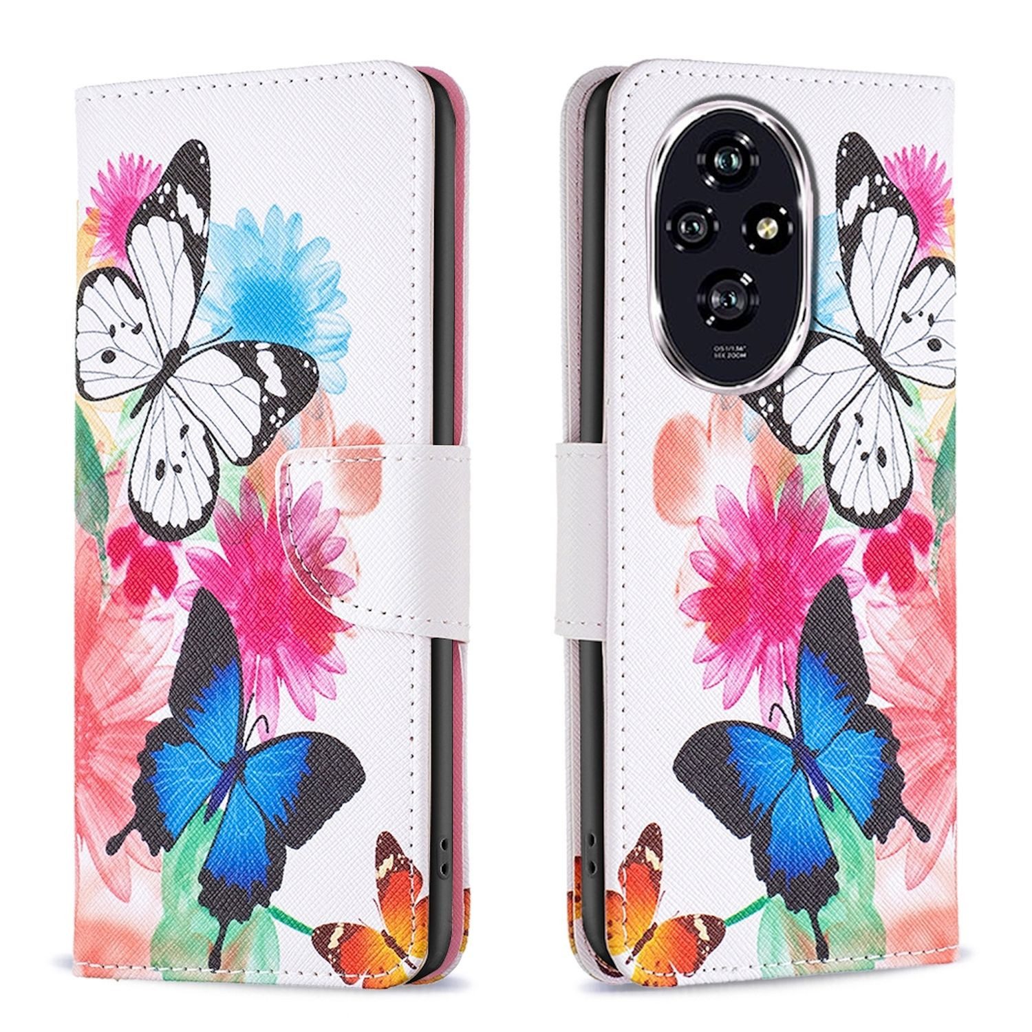 Wigento Handyhülle Für Honor 200 Kunst-Leder Schutz Tasche Hülle Book Wallet Etuis Motiv