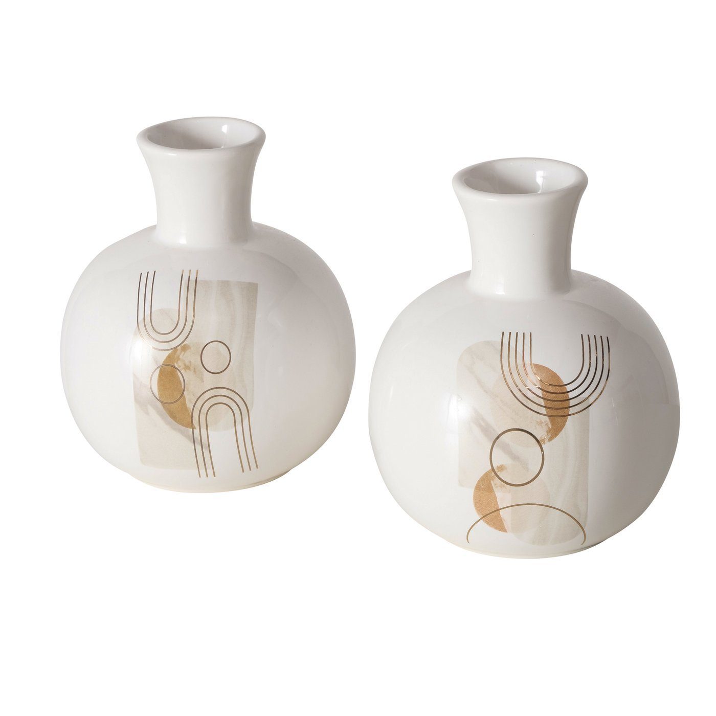 BOLTZE Dekovase 2er Set "Ronami" St) Vase Keramik (2 in (Dolomit) aus beige/weiß