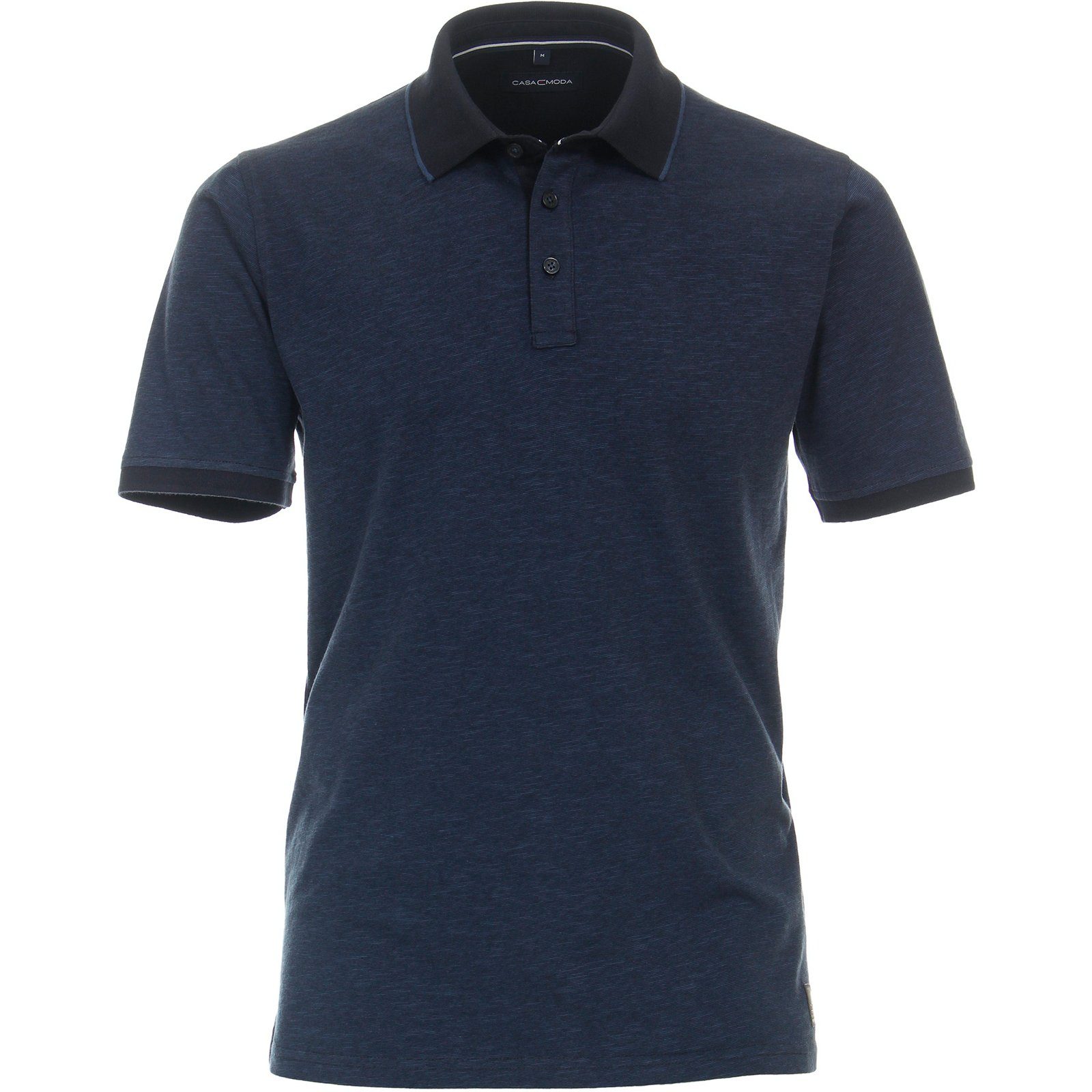 CASAMODA Poloshirt Große Größen Poloshirt blau Melange-Optik CasaModa