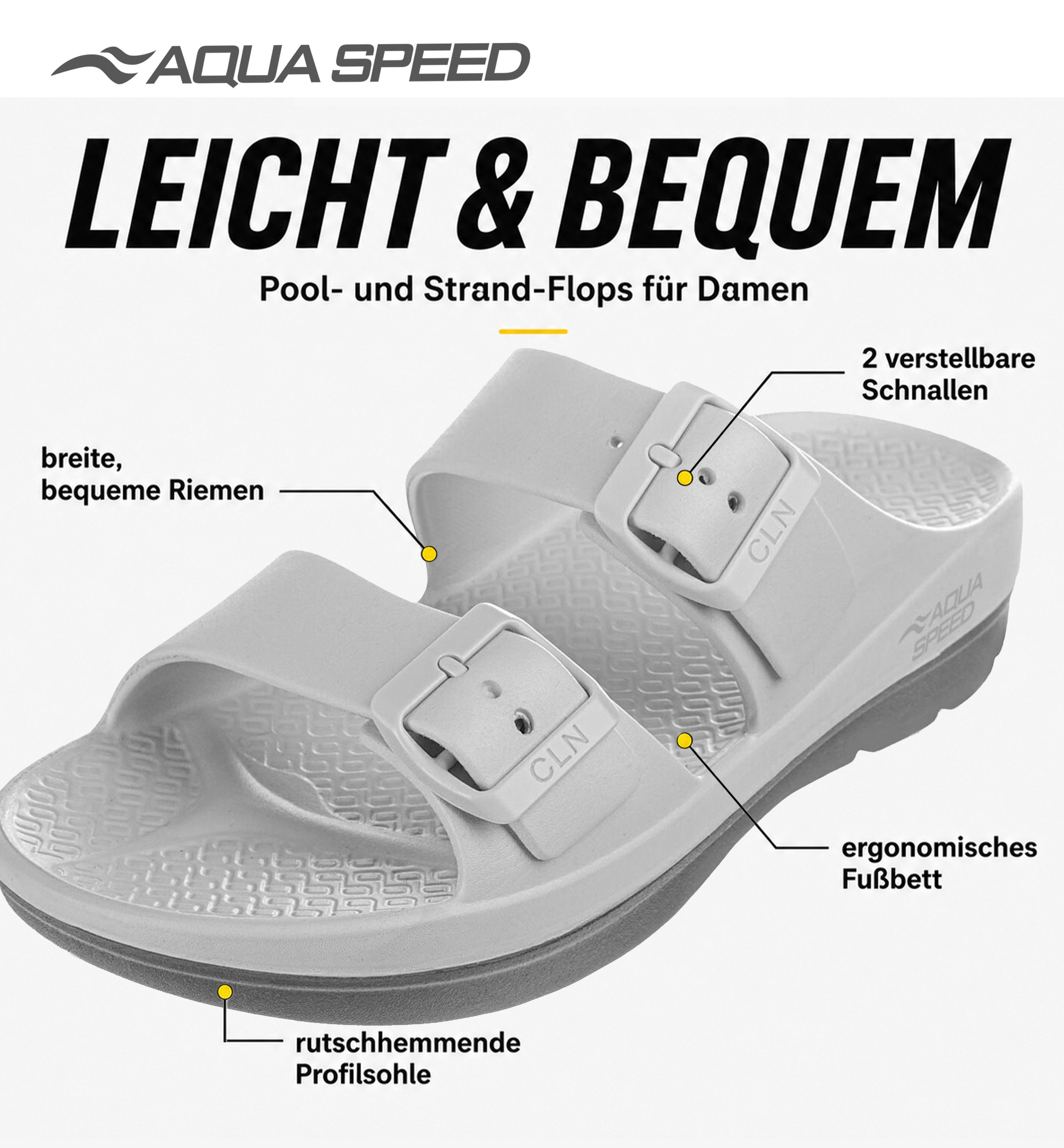 Aqua Speed Badelatschen ALICANTE Damen + Mikrofaserhandtuch Gr. 36-41 Badesandale