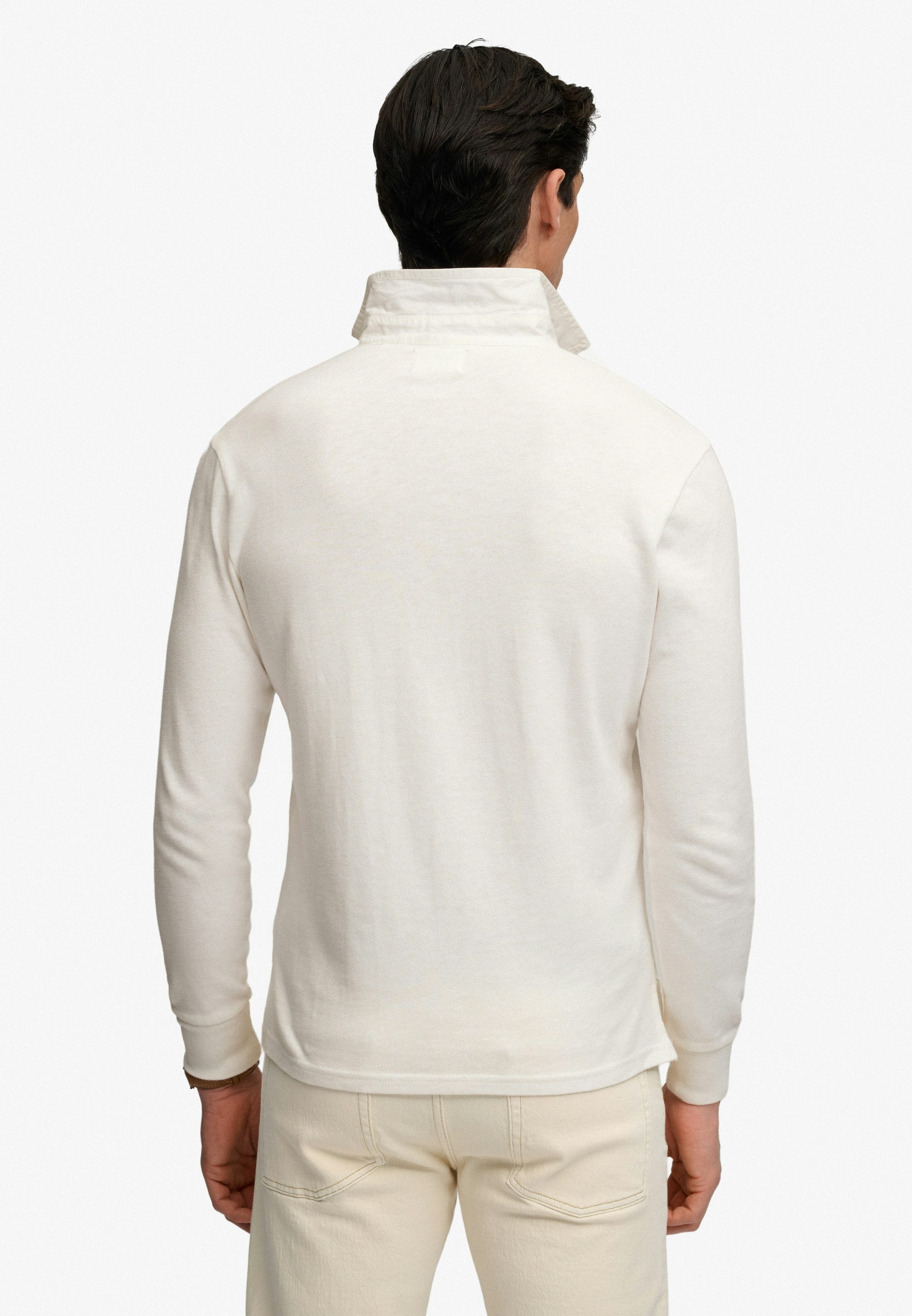 Superdry Langarm-Poloshirt CLASSIC RUGBY TOP aus Baumwolle und Single Jersey, Relaxed Fit, mit kurzer Knopfleiste – Bild 3 von 5