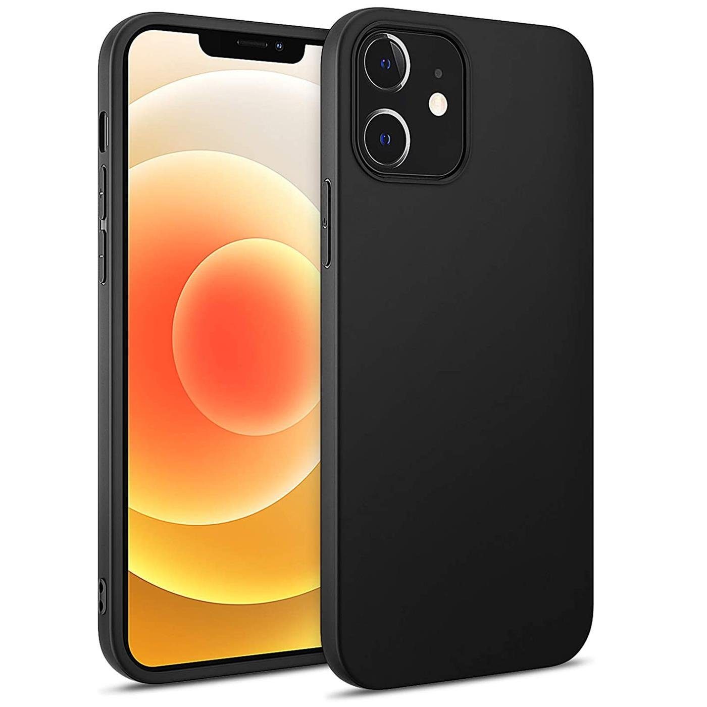 CoolGadget Handyhülle Handy Schutzhülle für Apple iPhone 12 Mini matt schwarz 5,4 Zoll, Silikon TPU Hülle Schutz Tasche Cover schlicht Slim Case