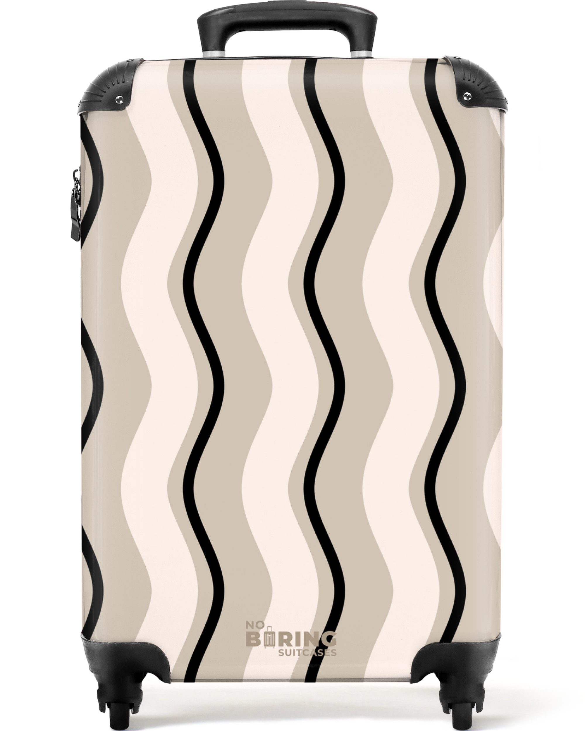 NoBoringSuitcases.com© Hartschalen-Trolley Vertikale Wellen in Cremetönen 55x35x20cm, 4 Rollen, Reisetasche mit Rollen, Koffer Handgepäck Flugzeug