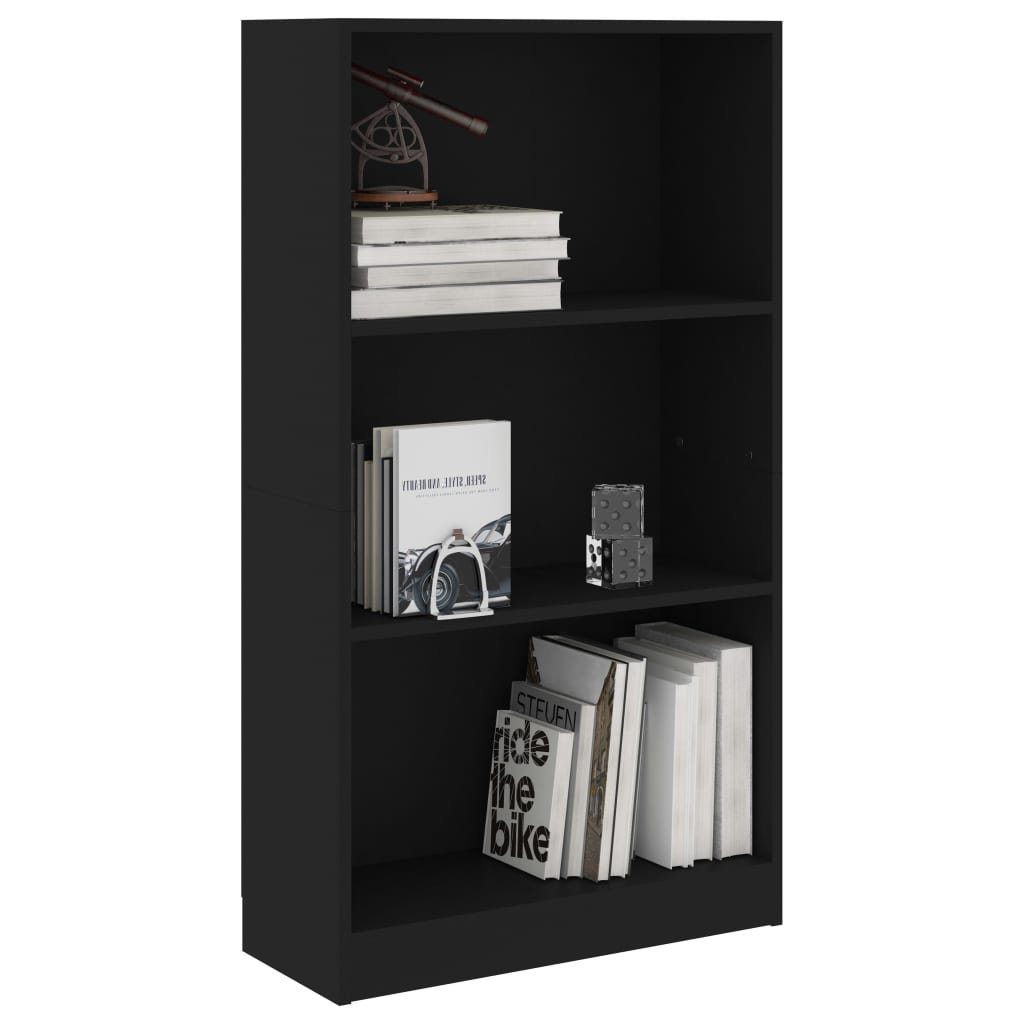 Bücherregal Holzwerkstoff Schwarz 60x24x109 3 furnicato cm Fächer