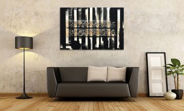 WandbilderXXL Gemälde White Stripes 120 x 80 cm, Abstraktes Gemälde, handgemaltes Unikat
