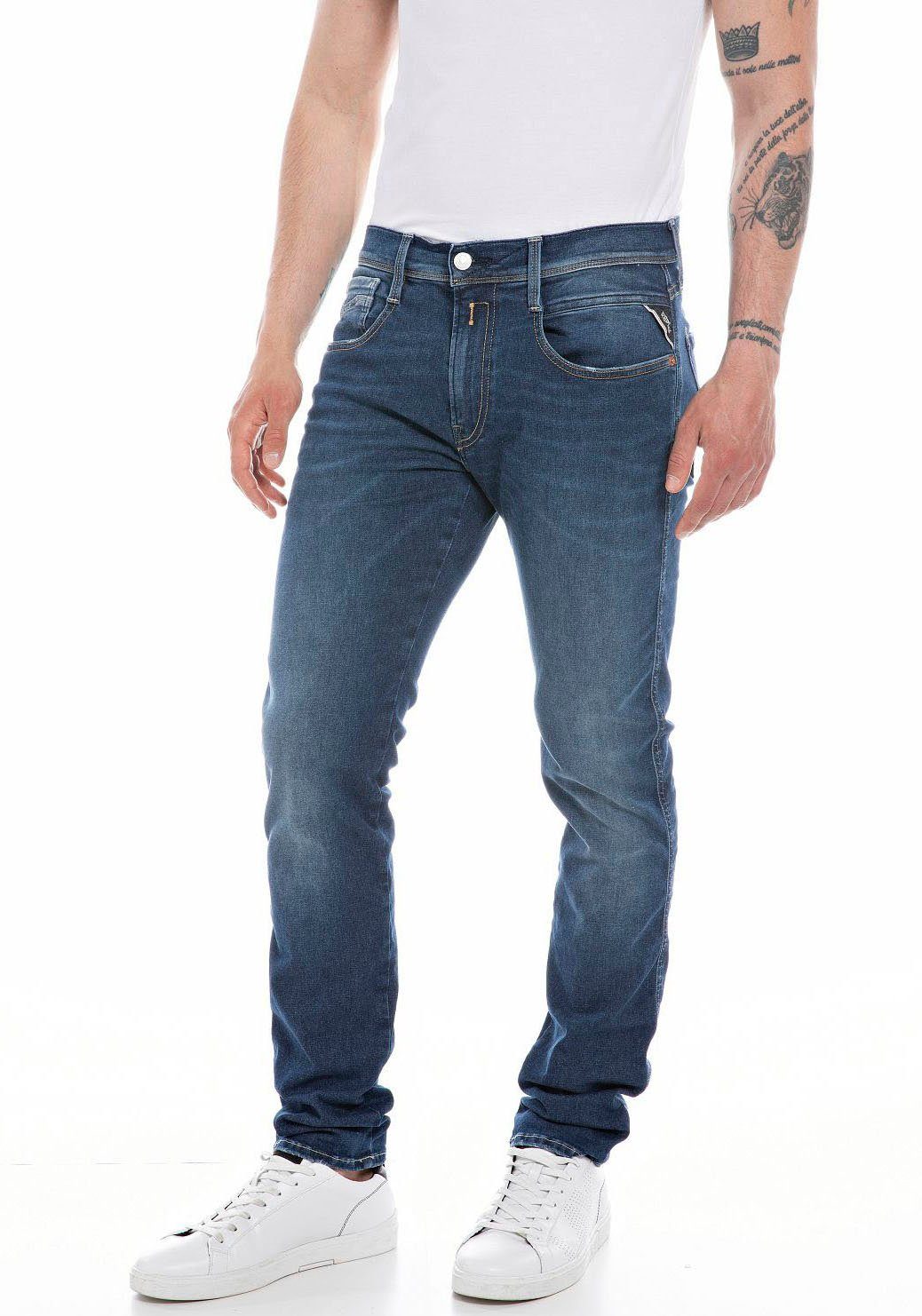 Replay Slim-fit-Jeans Anbass wash dark blue