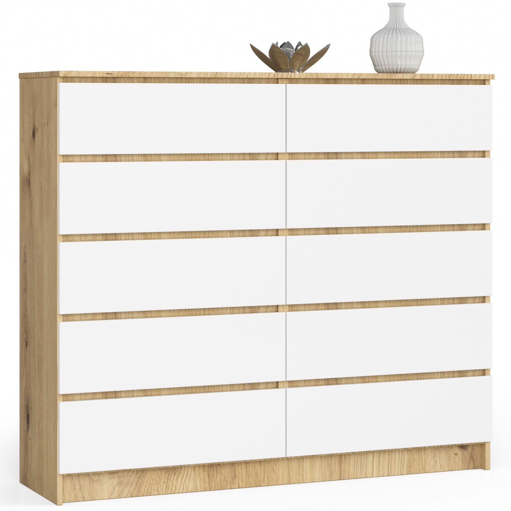 Raumhirsch Furniture Kommode mit 10 Schubladen 138 cm breit Holz Schrank, (viele Farbvarianten - Maße: 138 x 121 x 40 cm) - Hochwertig & stabil