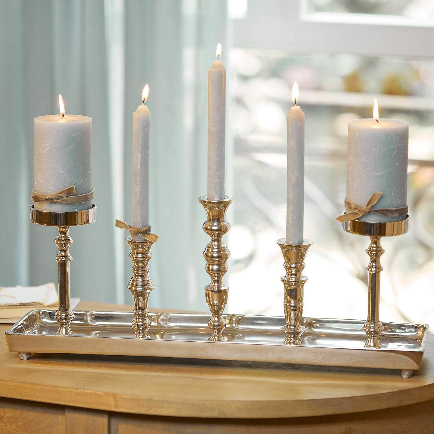 Mirabeau Kerzenständer Kerzentablett Alirra silber