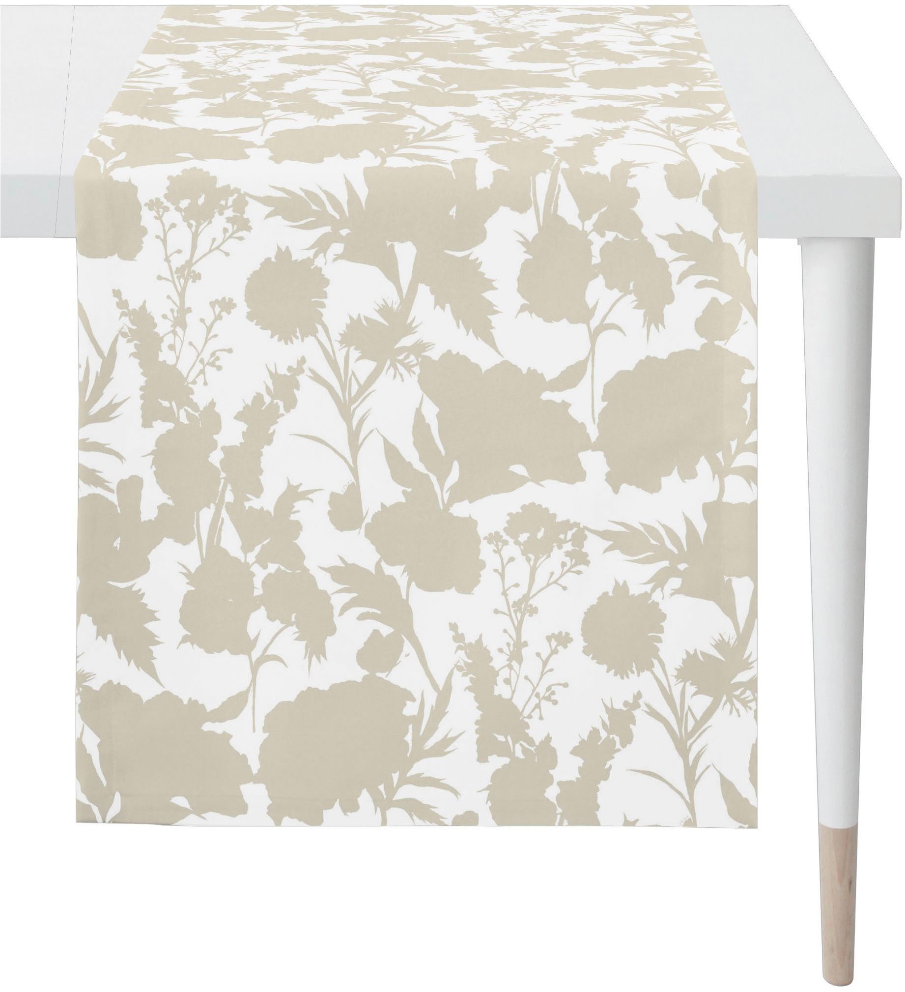 APELT Tischdecke 7002 (1-tlg), Stilisierte Sommerblüten als Faux-Uni all-over