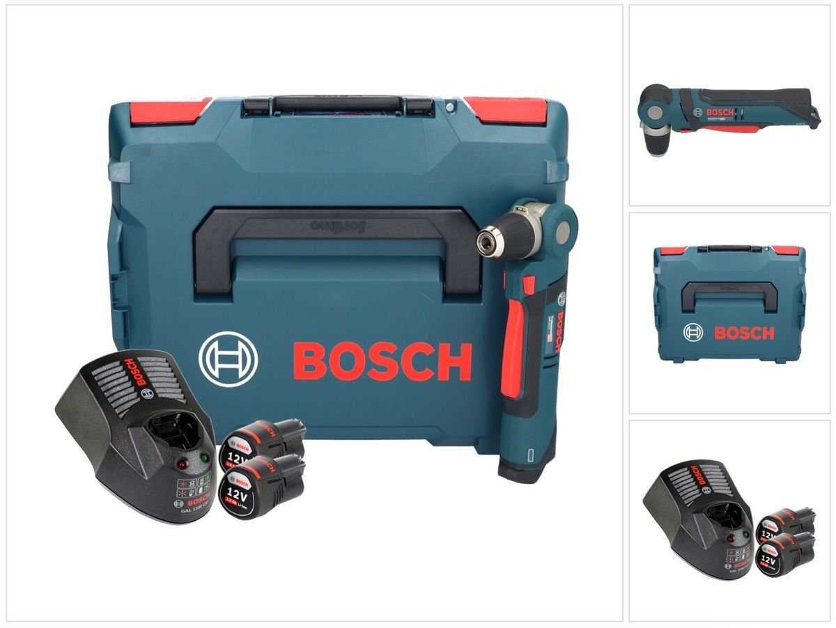Bosch Professional Winkelbohrmaschine Professional GWB 12V-10 Akku Winkelbohrmaschine 12 V 11 Nm + 2x Akku