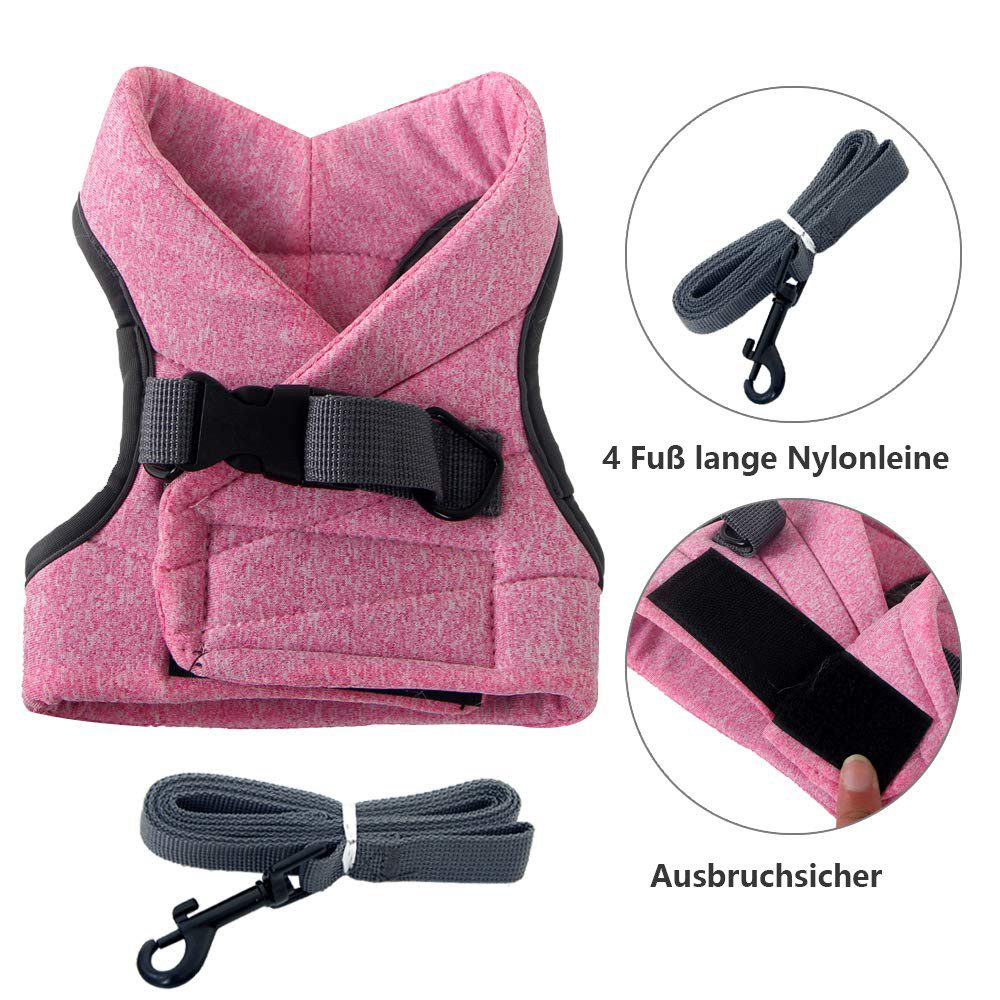 Ledander Katzen-Geschirr Katzengeschirr mit Leine Softgeschirr für Katze Brustgeschirr, Cat Harness Katzengarnitur Ausbruchsicher Verstellbar Katzenweste