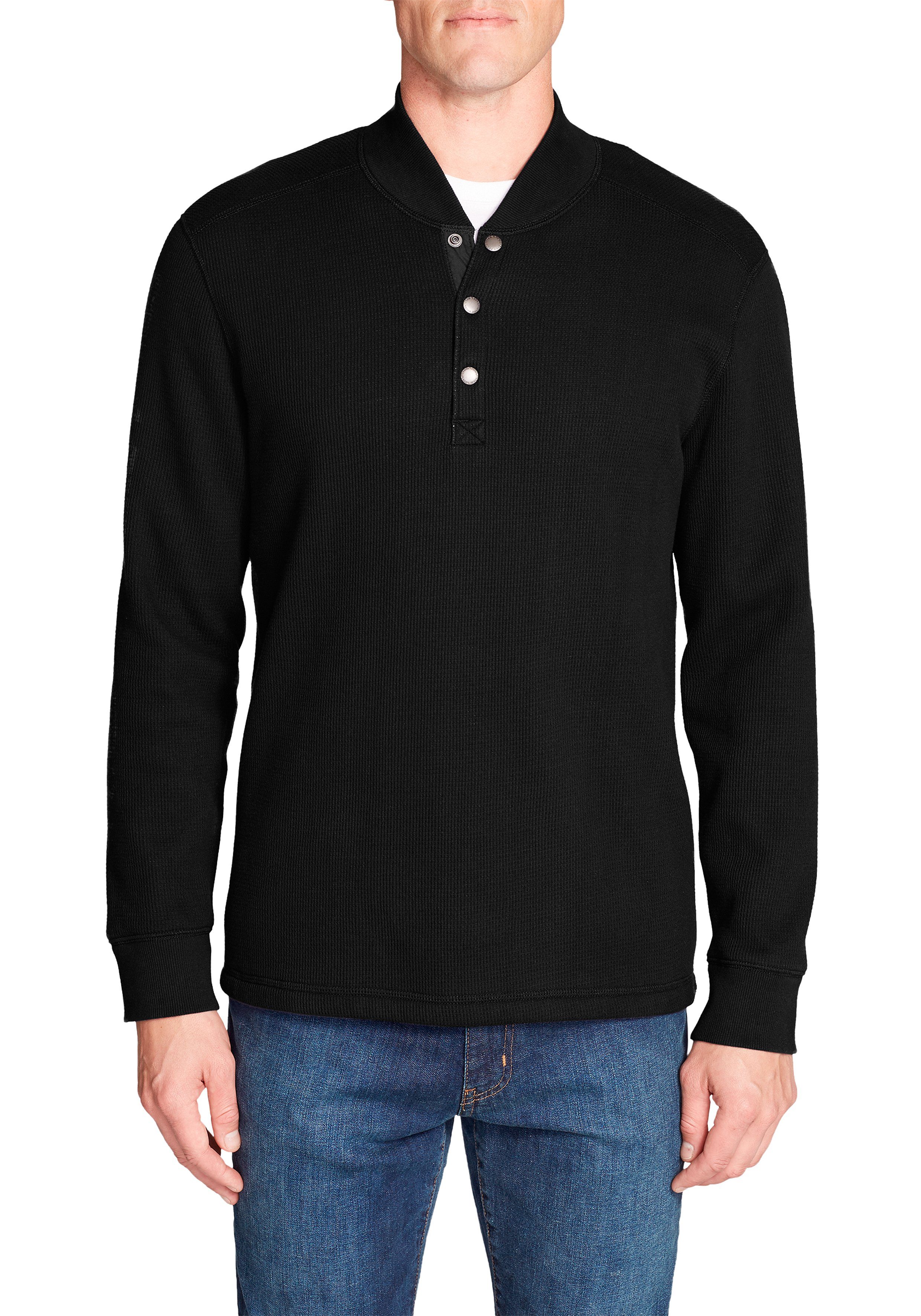 Eddie Bauer Henleyshirt Plüsch-Fleece-Futter mit Schwarz