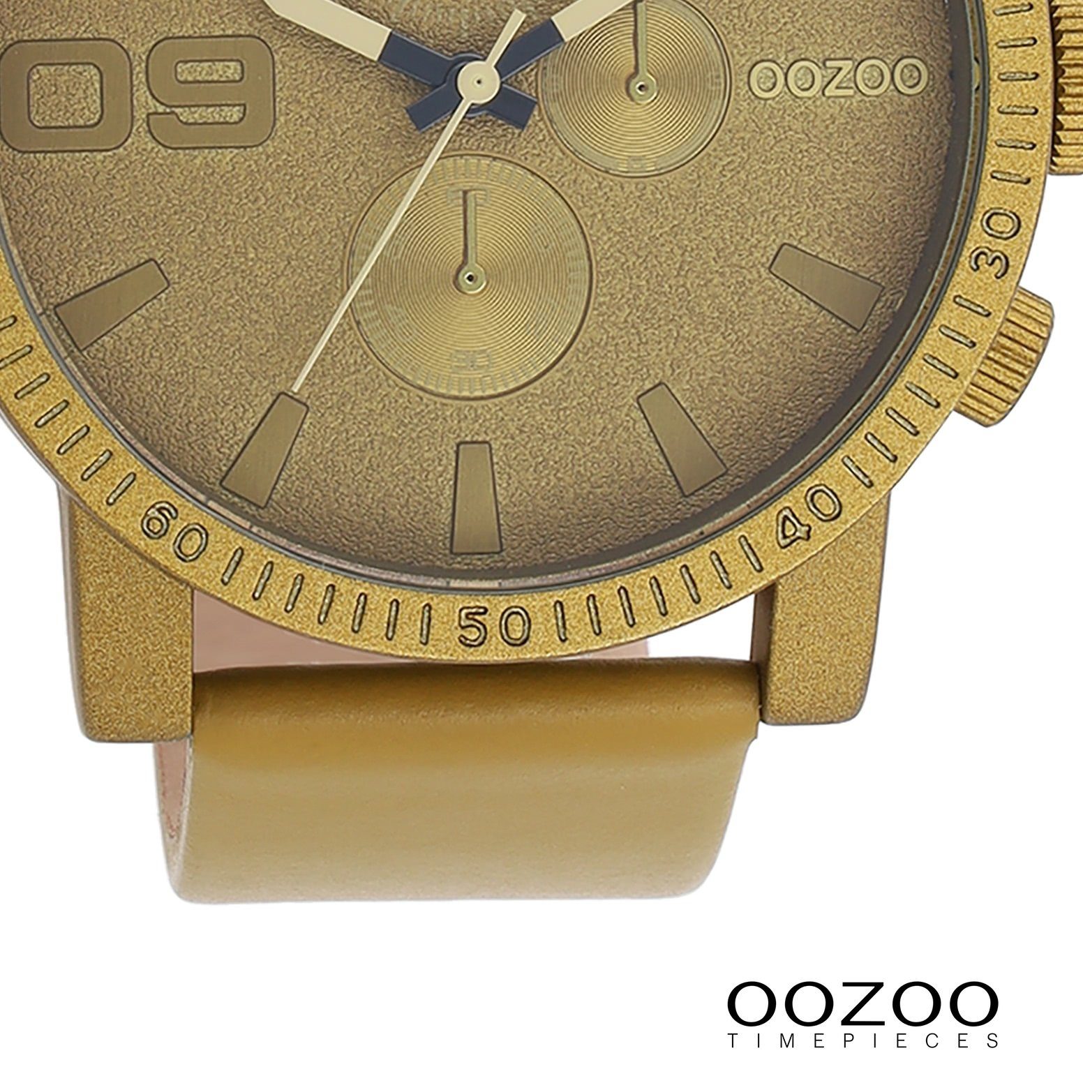 OOZOO Quarzuhr Oozoo Unisex Armbanduhr Timepieces Analog, (Analoguhr), Damen, Herrenuhr rund, groß (ca. 48mm) Lederarmband, Fashion-Style