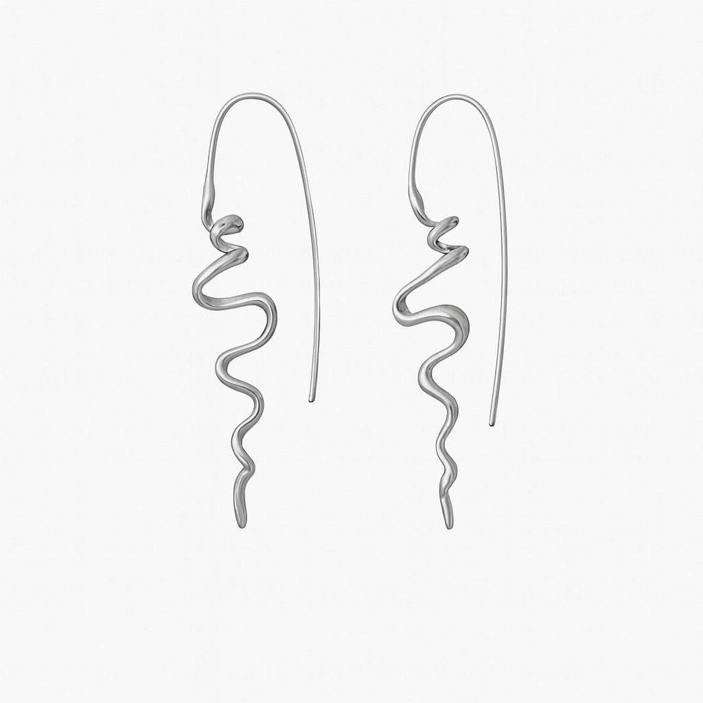 RAIKOU Paar Ohrhaken Vergoldet Lange Hakenohrringe mit kreativem Wellen-Des günstig online kaufen