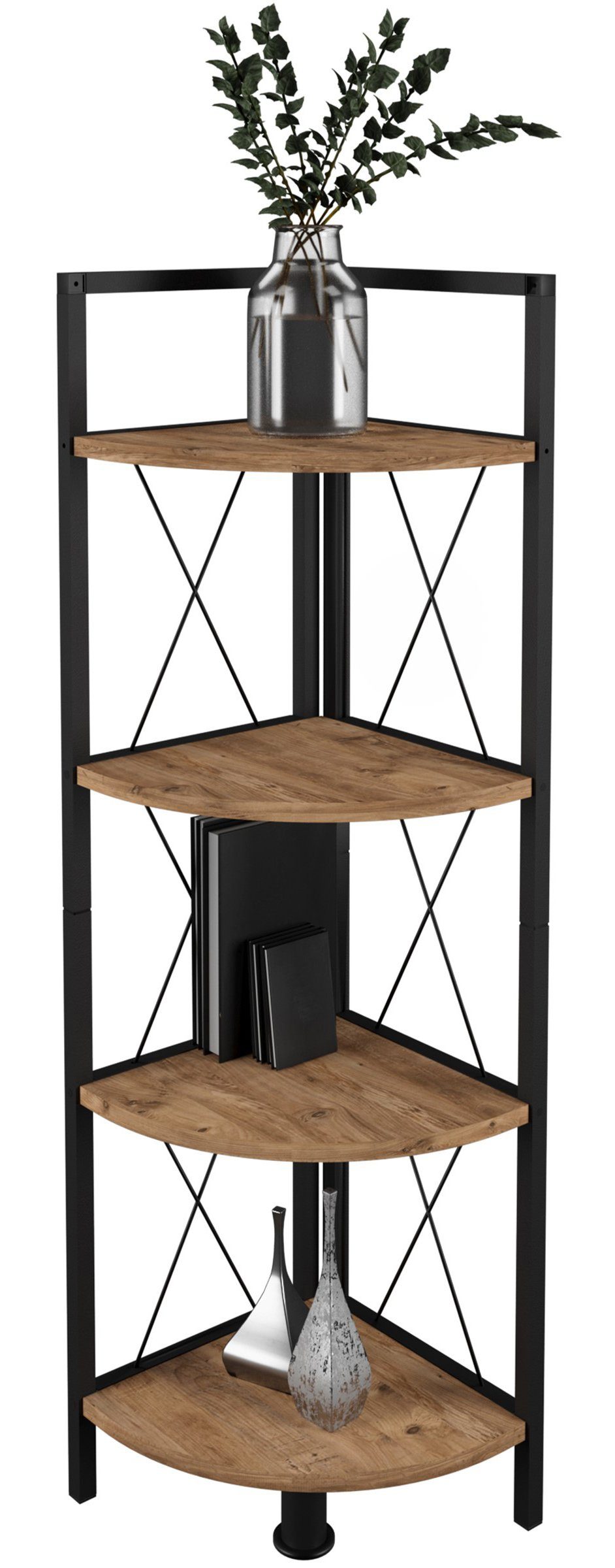 VCM Standregal Holz Metall Eckregal Bücher günstig online kaufen
