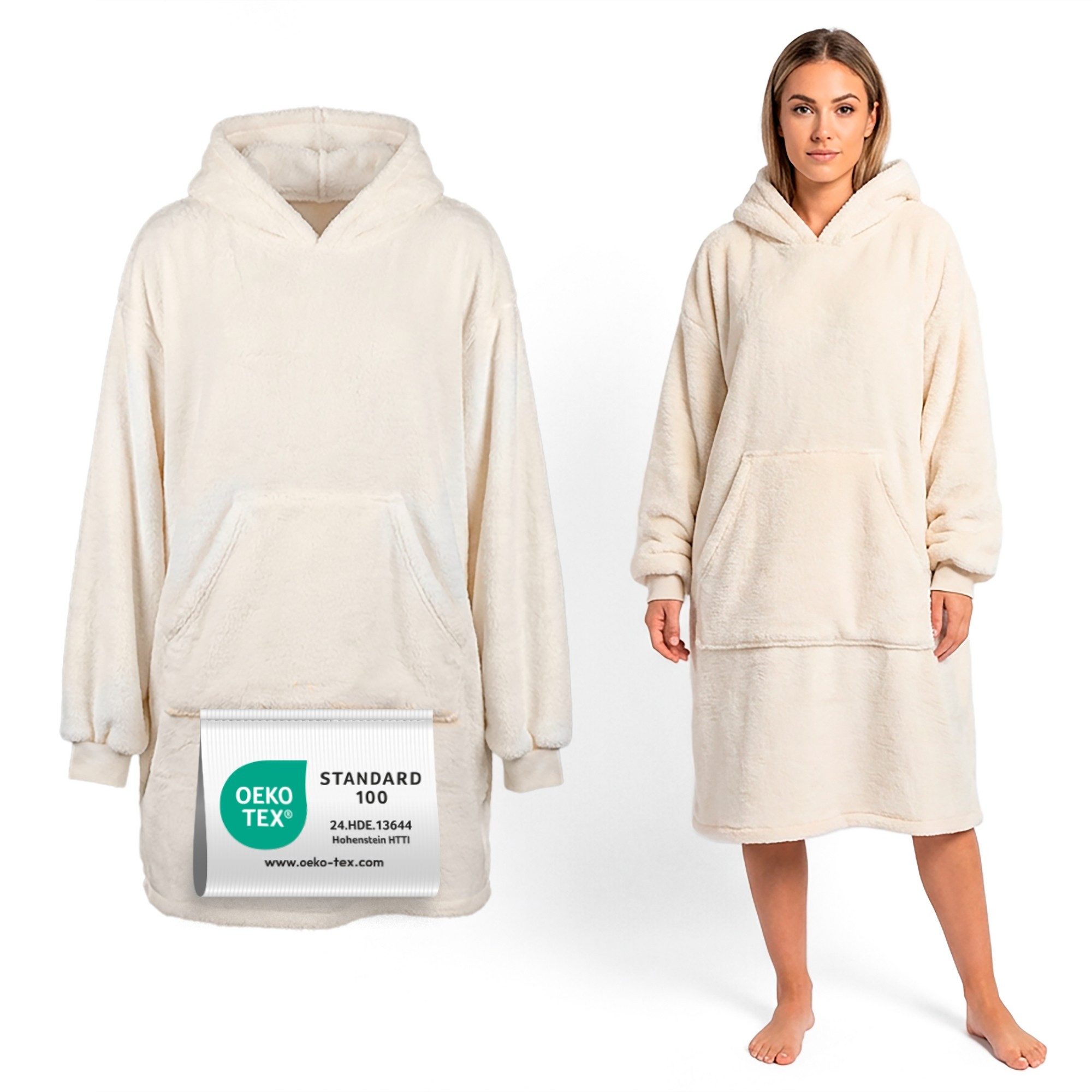 Wohndecke Hoodie Decke - Personalisierter Sherpa Deckenpullover mit Ärmeln, günstig online kaufen
