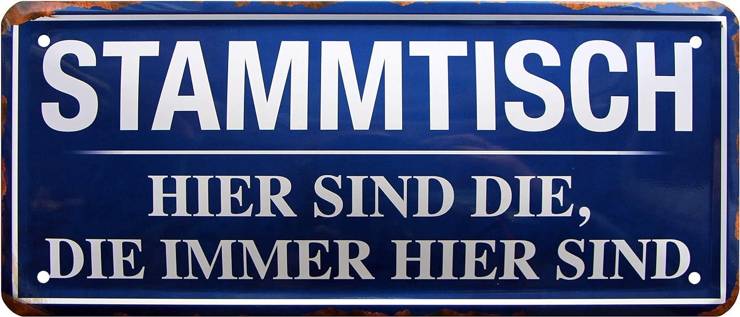 WOGEKA ART Metallbild Stammtisch, hier sind die - 28 x 12 cm Retro Blechsch günstig online kaufen