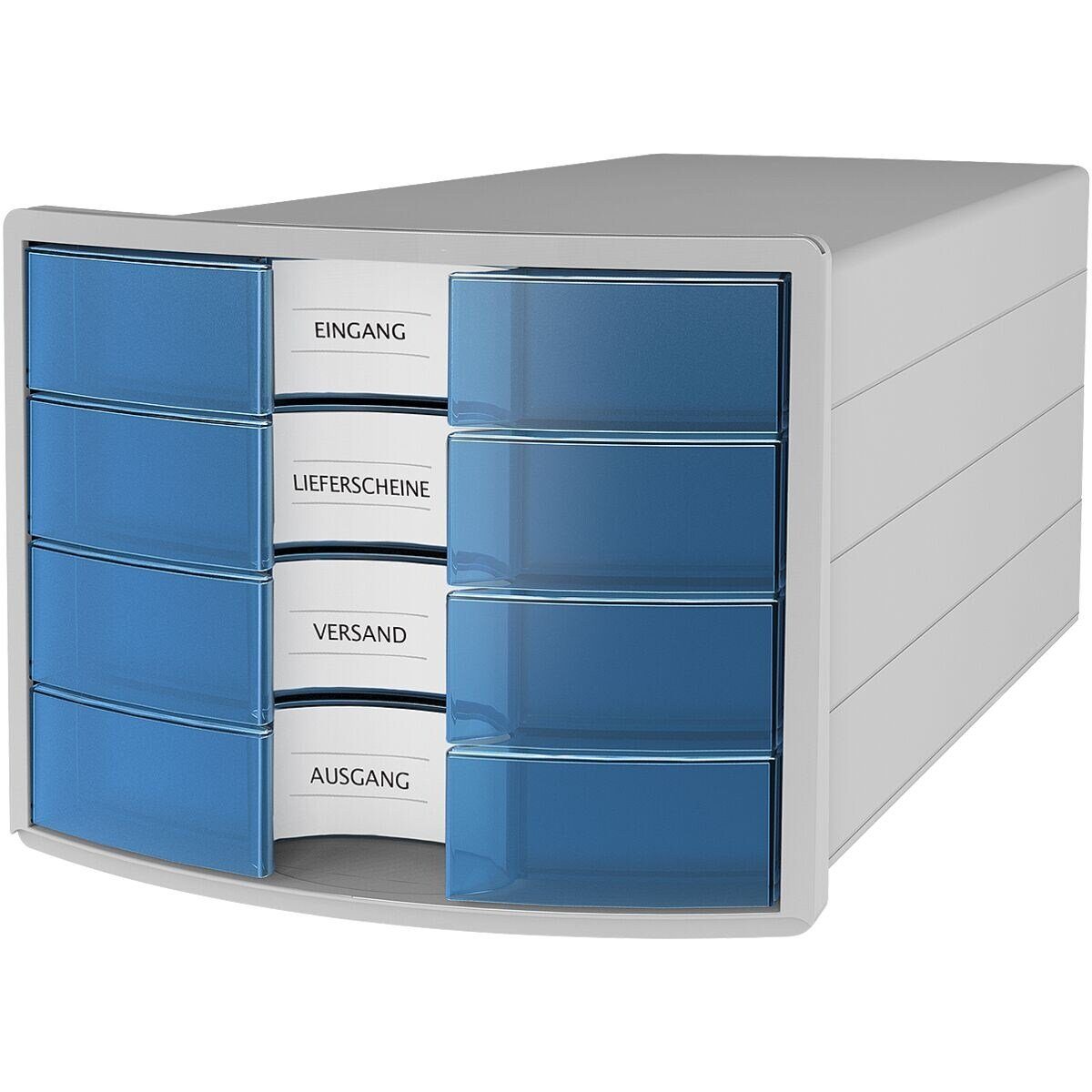 HAN Schubladenbox Impuls, mit 4 Schubladen, geschlossen, stapelbar blau/transparent