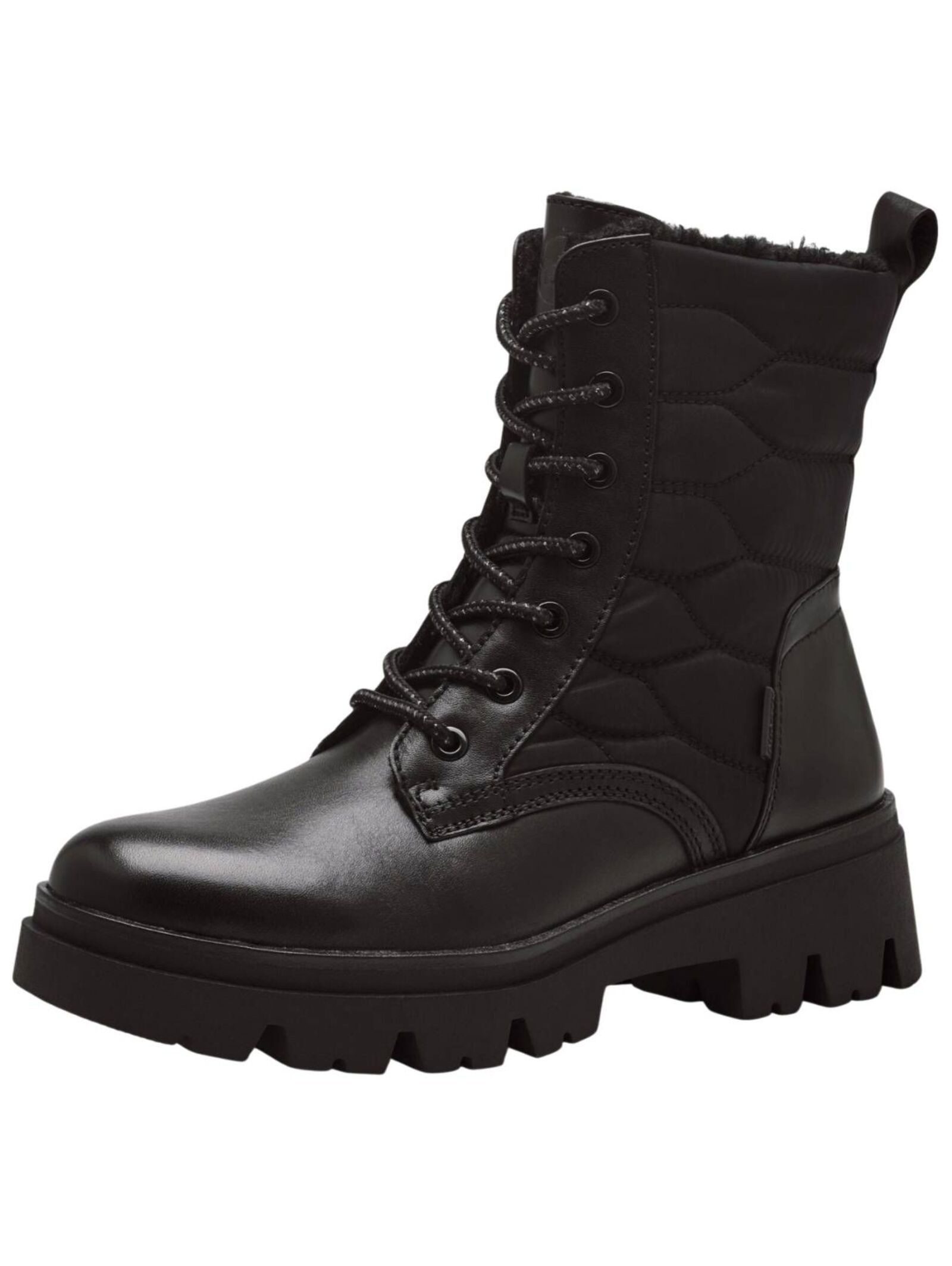 Stiefelette Leder/Textil Schnürstiefelette