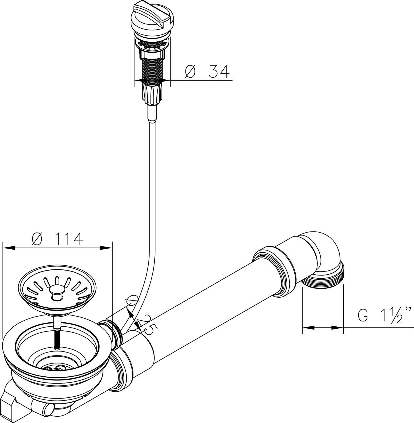 AQUADE Siebventil Ø114mm mit Excenterventil Raumschaffer und Abtropf-Überlauf, 1-tlg., mit verstellbarer Führungsschiene