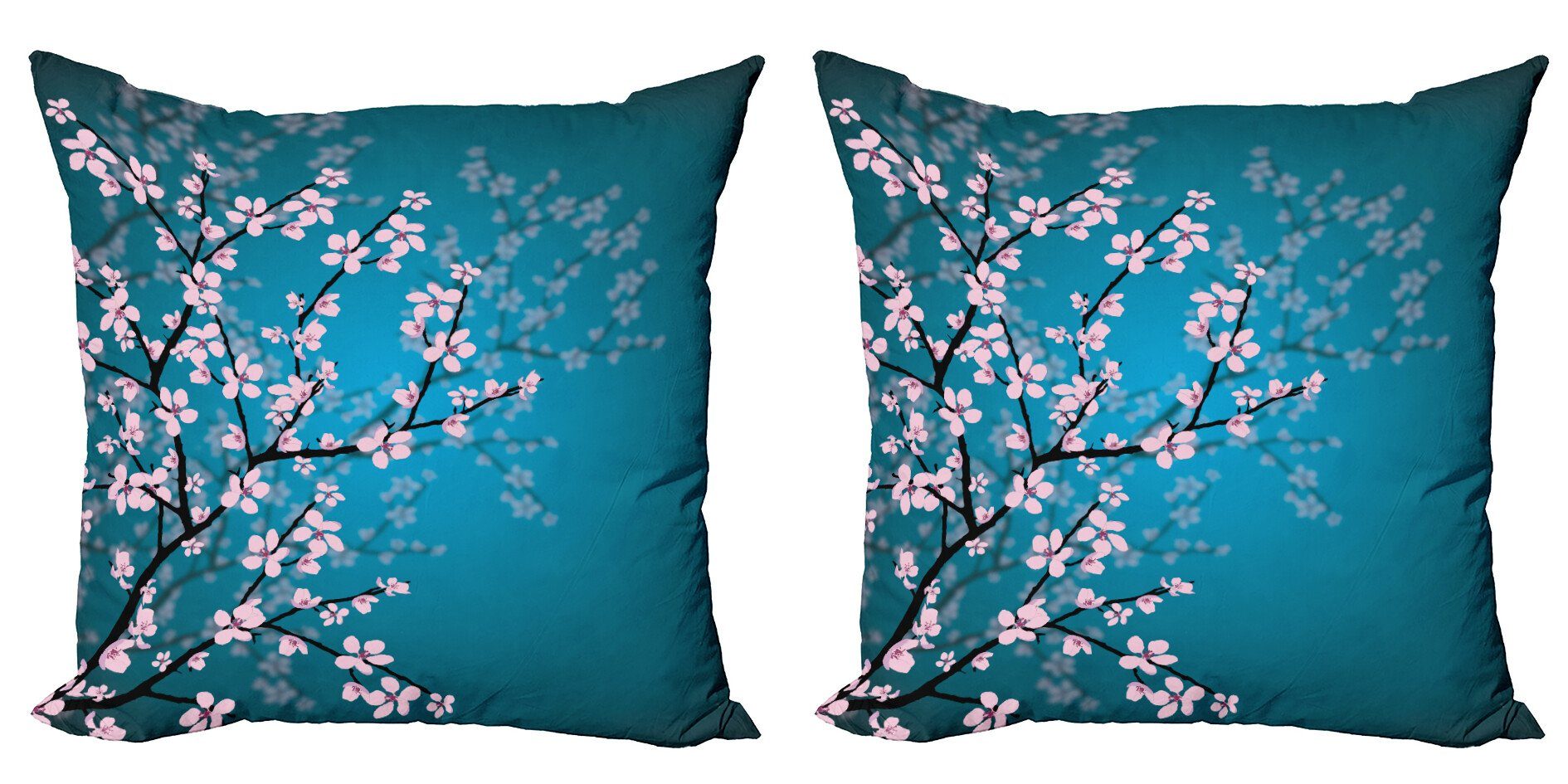 Kissenbezüge Modern Accent Doppelseitiger Digitaldruck, Abakuhaus (2 Stück), japanisch Sakura Bloom Muster