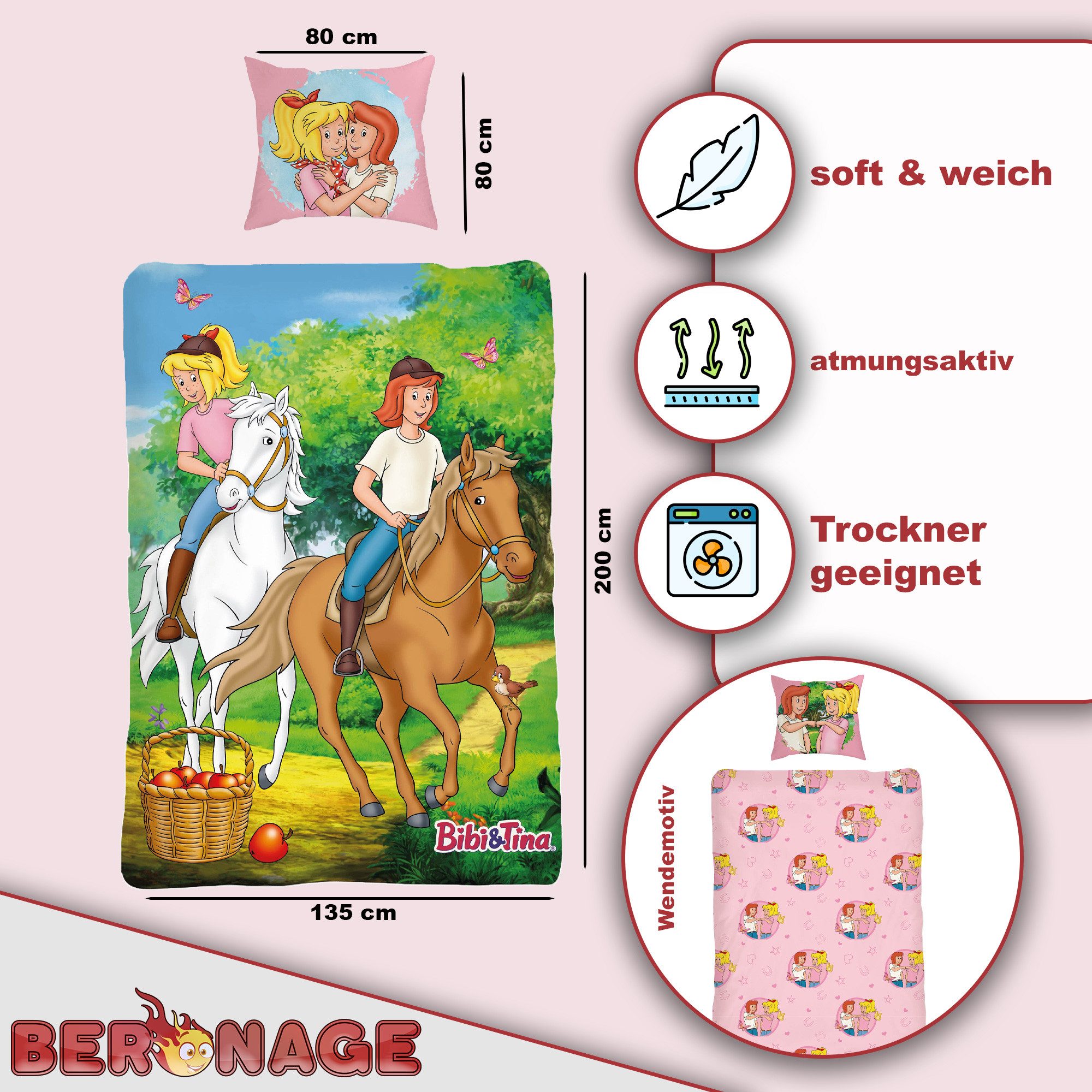 BERONAGE Wendebettwäsche Bibi und Tina Pferde Bettwäsche Linon / Renforcé, günstig online kaufen