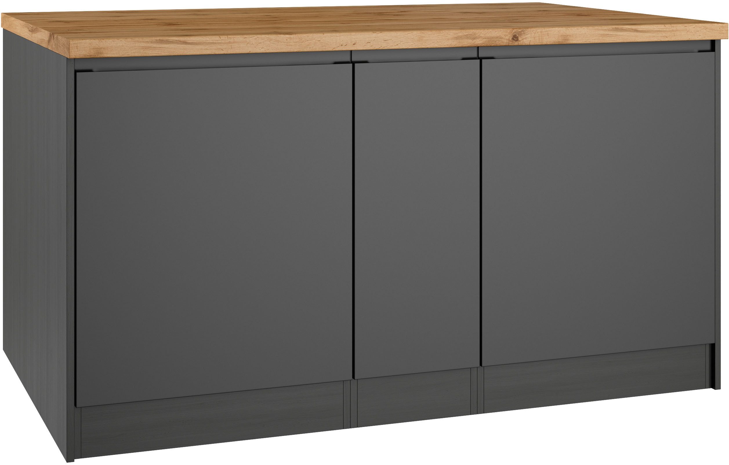 KOCHSTATION Kücheninsel KS-Bruneck, Breite 153 cm, MDF-Fronten, Arbeitsplatte 38mm stark