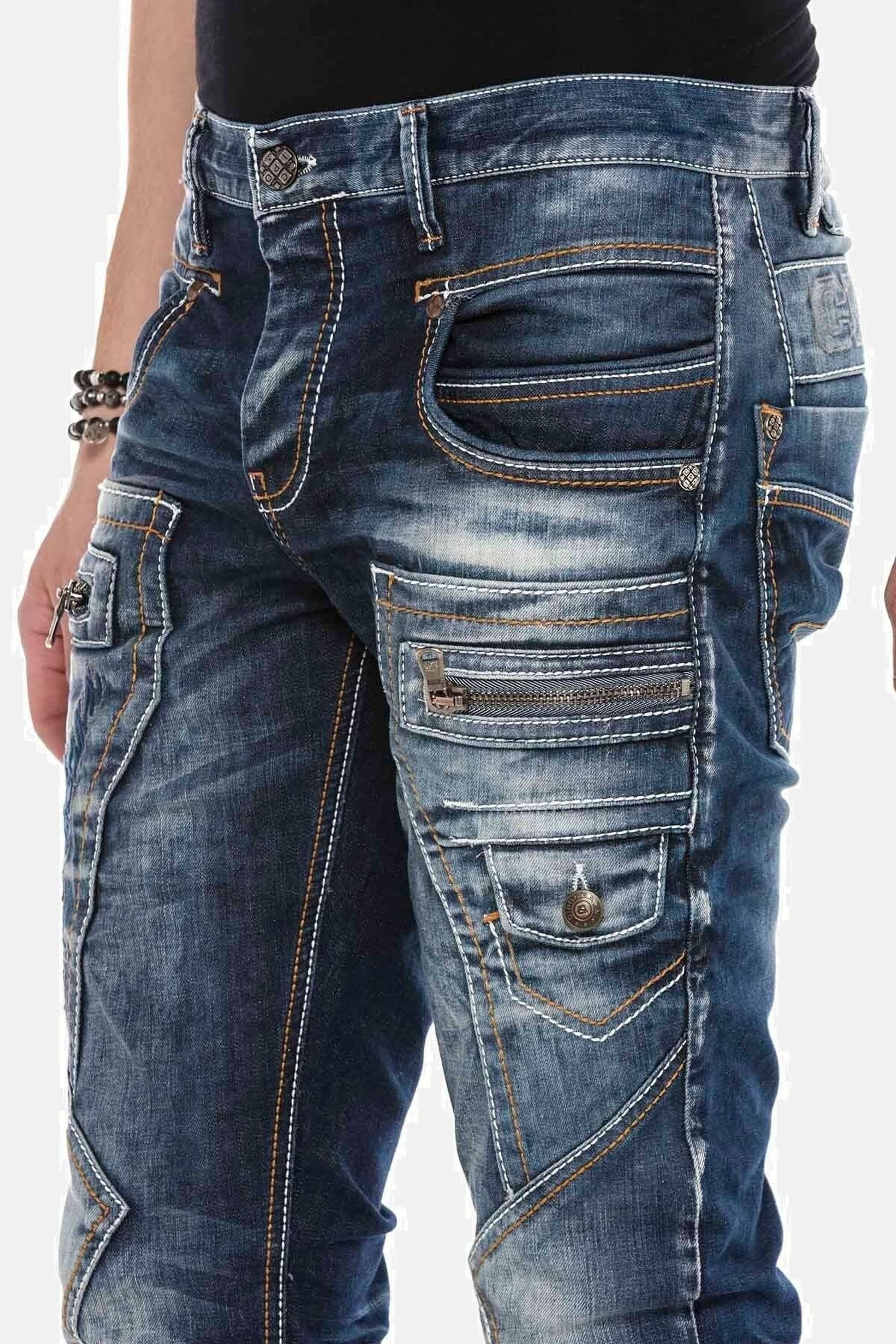 Cipo & Baxx Regular-fit-Jeans DENIM bequeme Jeans mit Kontrastnähten, CD584 – Bild 5 von 5