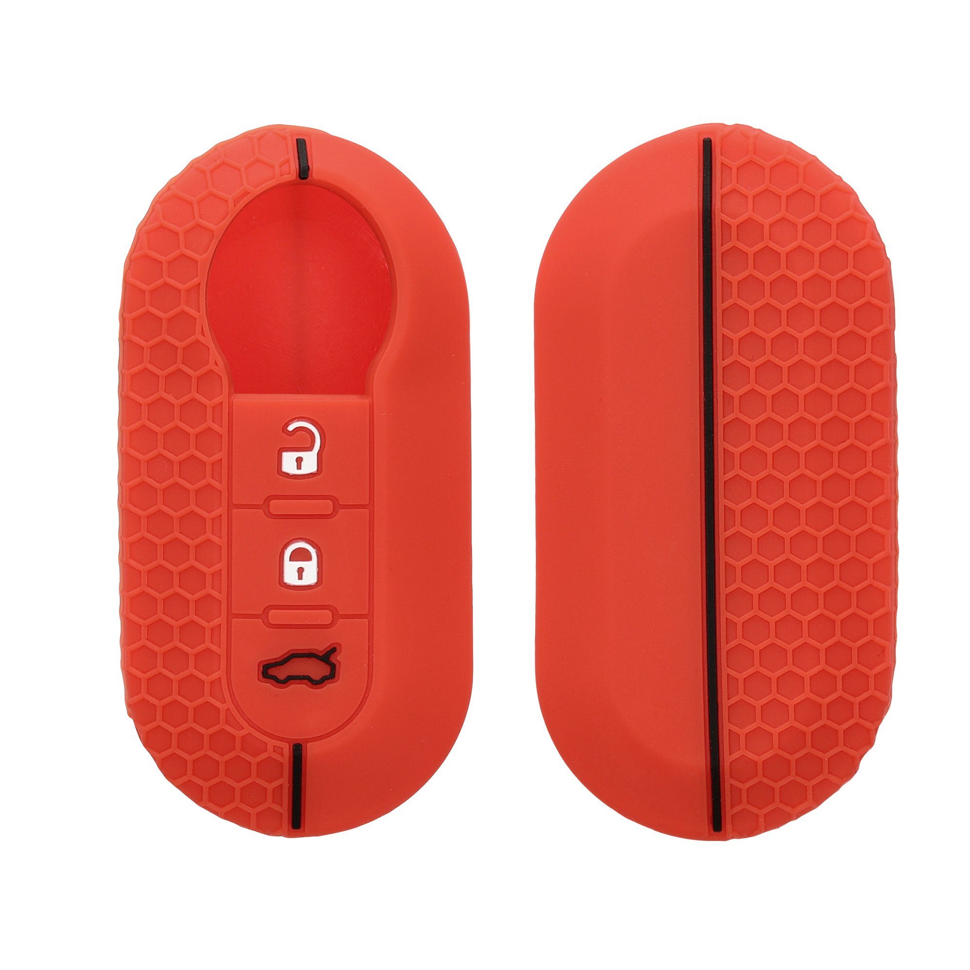 für Fiat Lancia, Hülle Autoschlüssel Schlüsseltasche Silikon Schlüsselhülle kwmobile Rot Case Cover Schlüssel