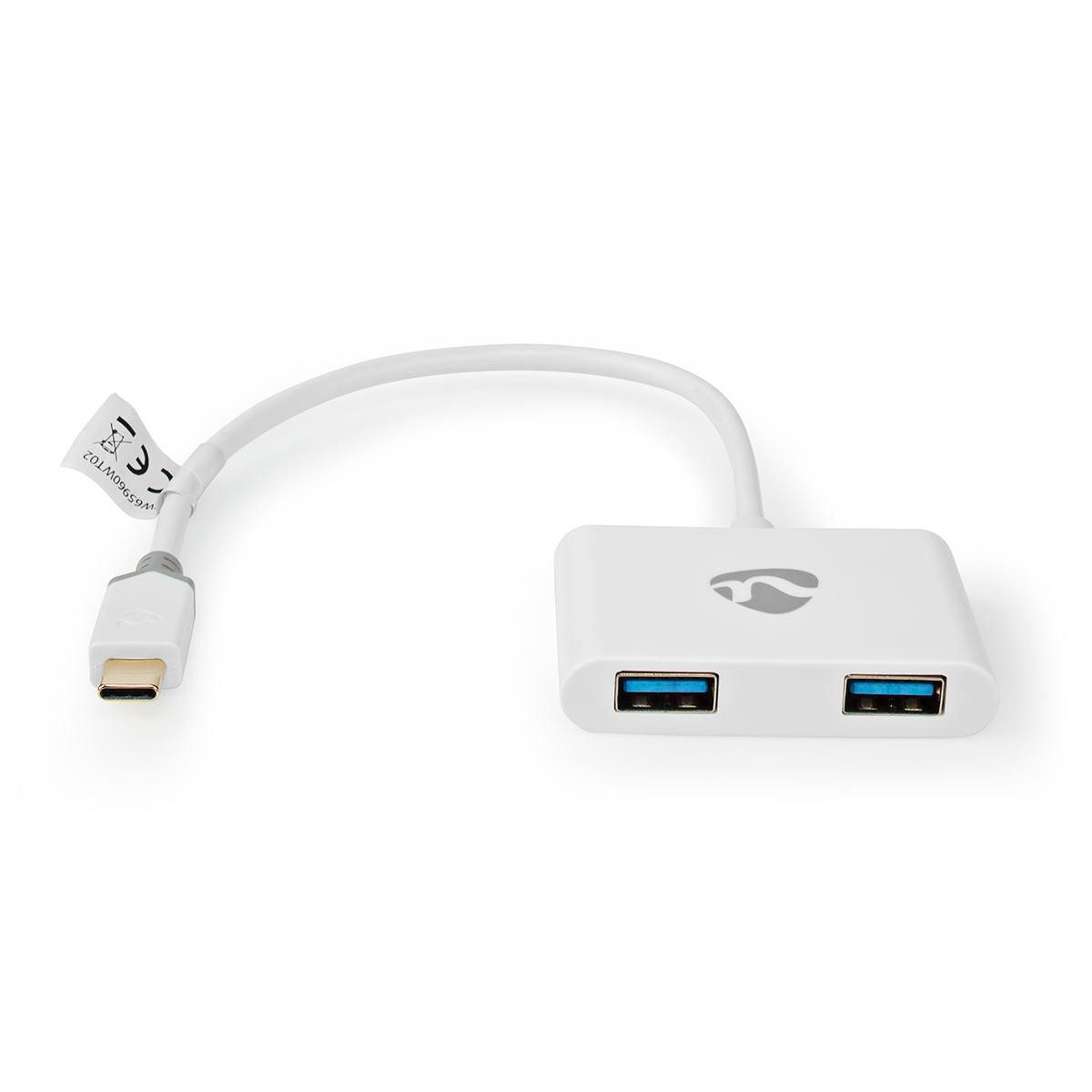 Nedis CCBW65960WT02 USB-Adapter USB-C Stecker zu USB-C Stecker, laptop nutzer, usb c zu doppelt usb a anschlüsse, kompakt und schnell