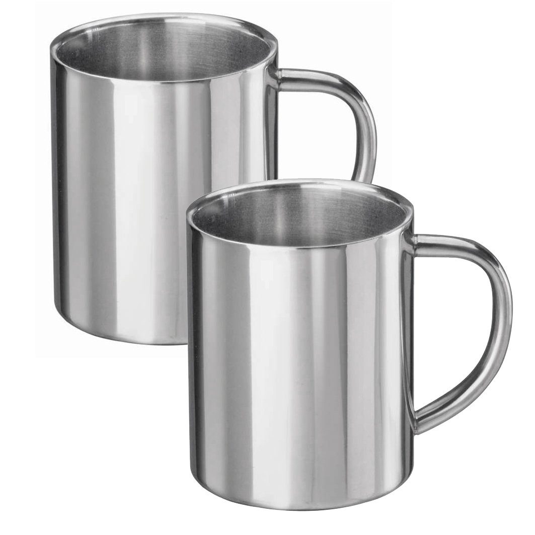 BigDean Becher 2x Edelstahlbecher 0,4l Thermobecher Isolierbecher Thermotasse, 2-tlg., Edelstahl